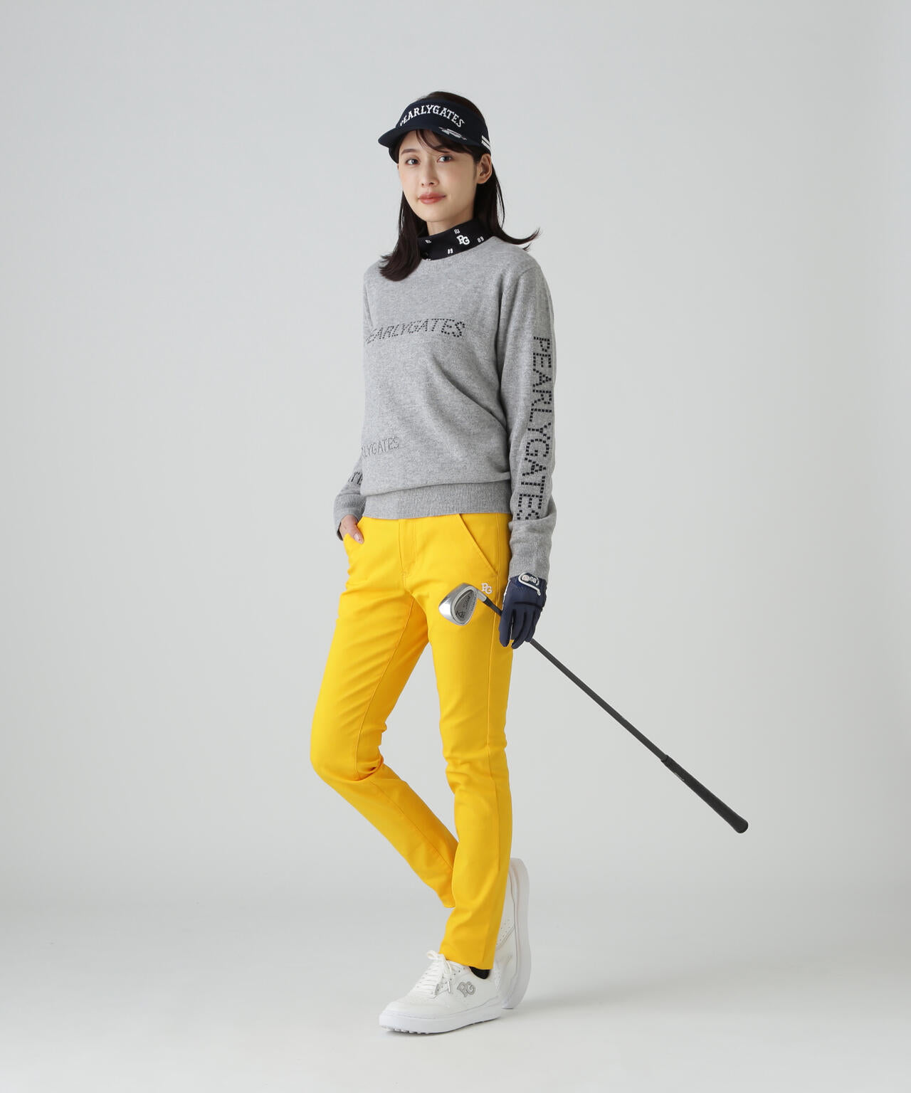 12G部分ジャガードカシミヤ100クルーネックニットプルオーバー