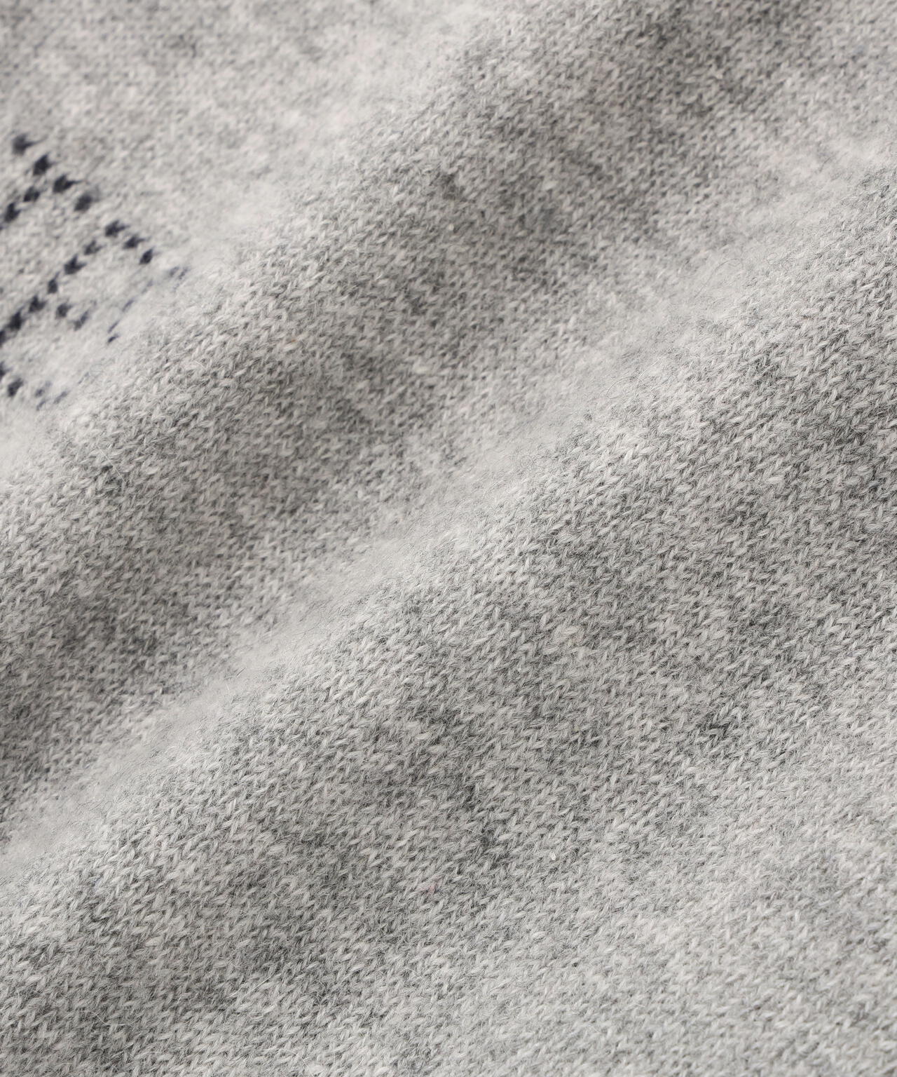 12G部分ジャガードカシミヤ100クルーネックニットプルオーバー