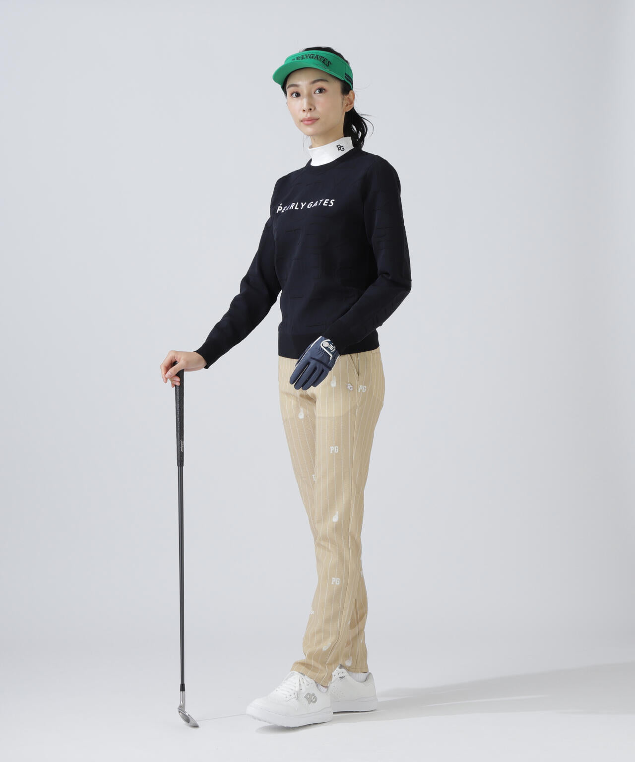 14Gクルーネックニットプルオーバー <ジャガードロゴ総柄>