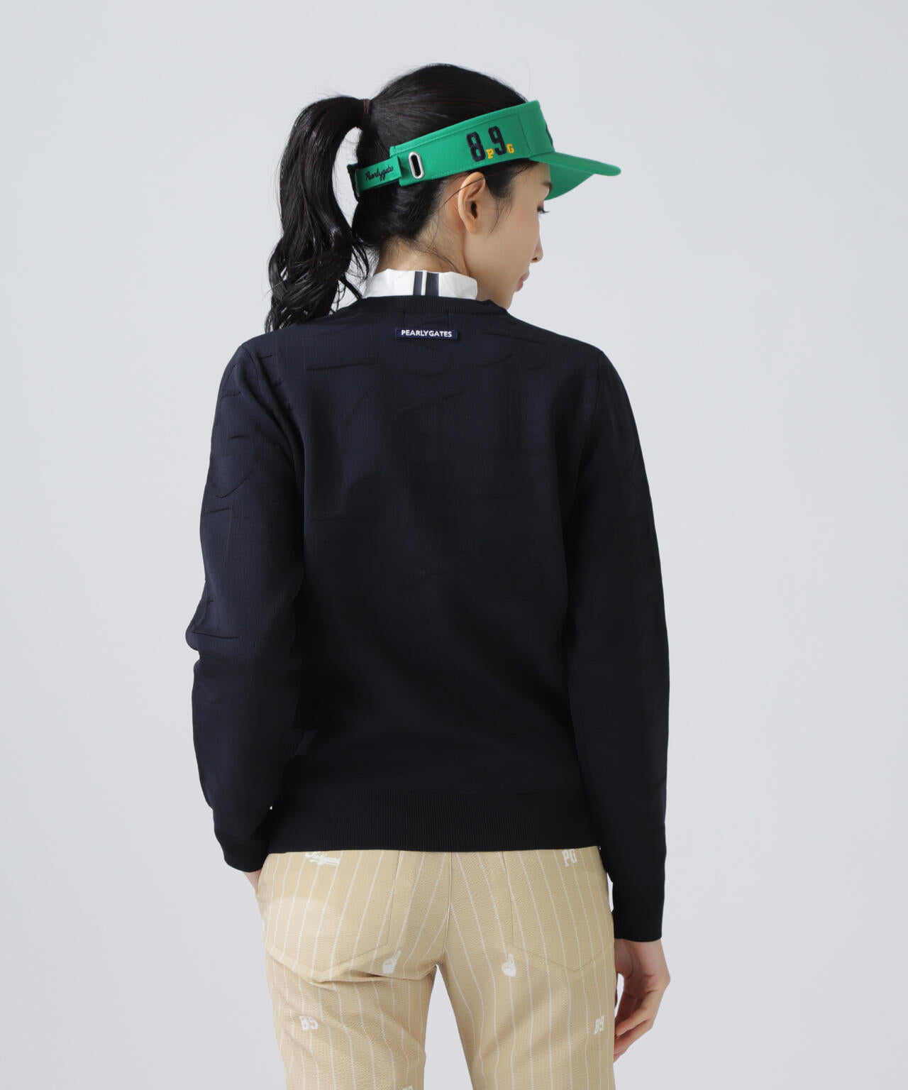 14Gクルーネックニットプルオーバー <ジャガードロゴ総柄>