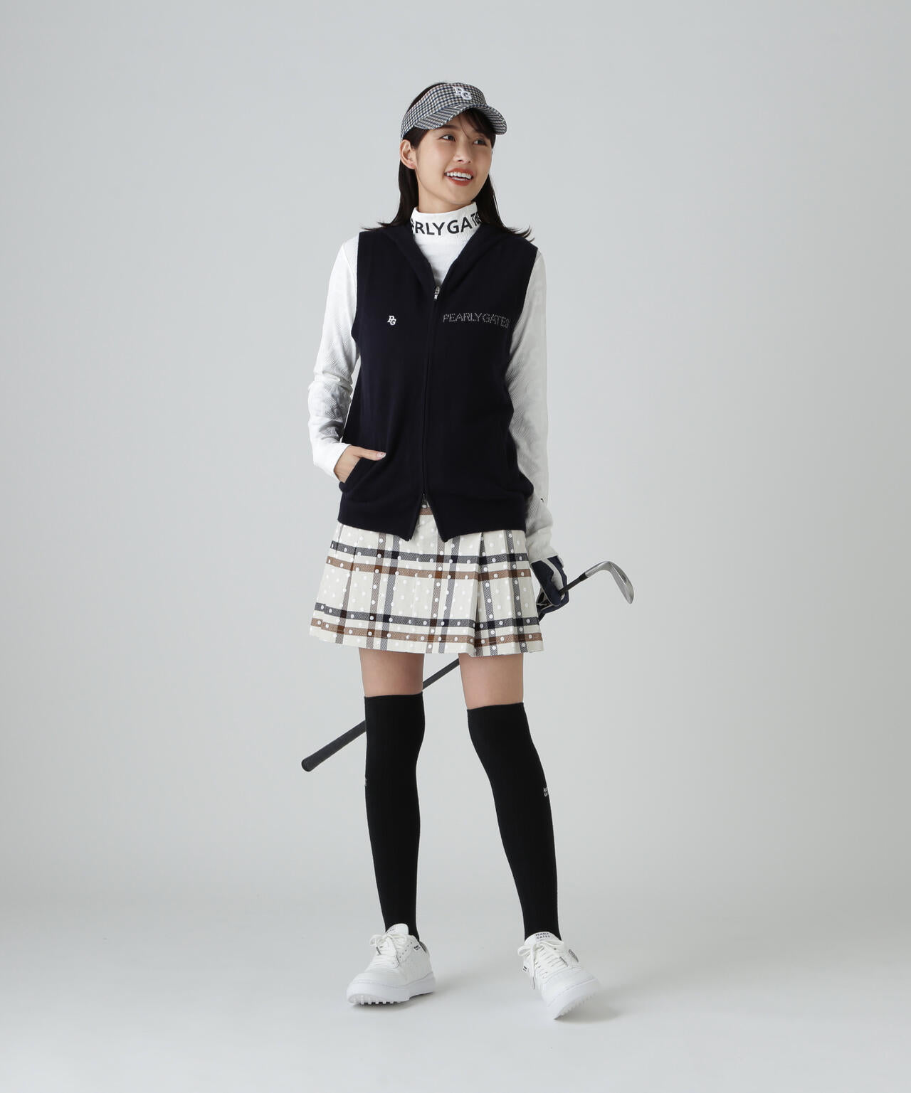 12G部分ジャガードカシミヤ100フルジップニットフーディベスト