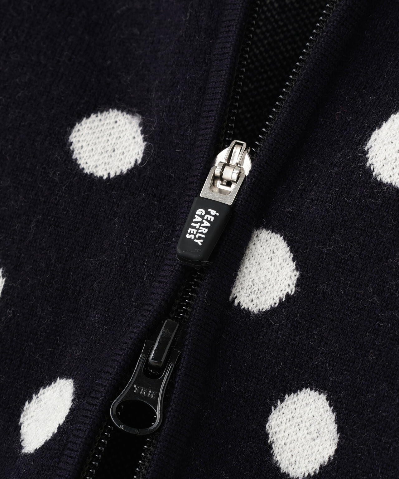 14Gダブルジャガードカシミヤ混フルジップニットフーディベスト <ランダムドット柄>