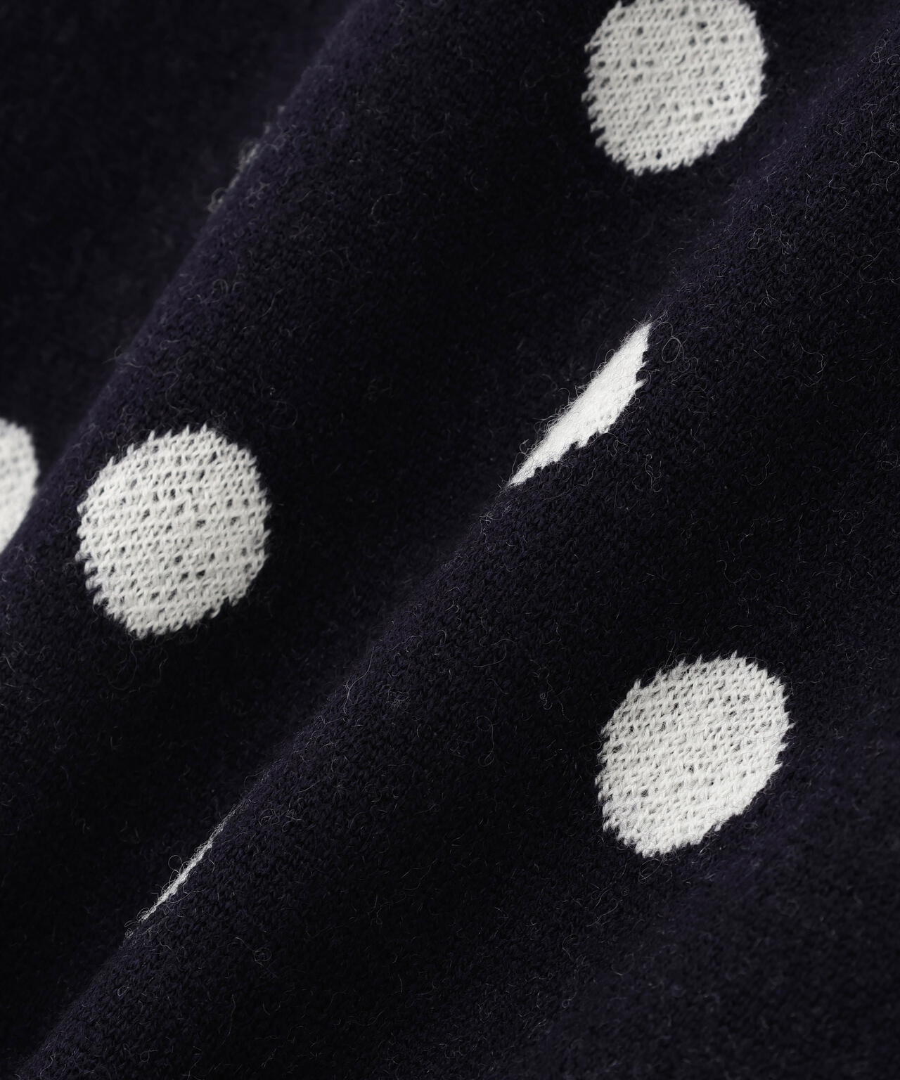 14Gダブルジャガードカシミヤ混フルジップニットフーディベスト <ランダムドット柄>