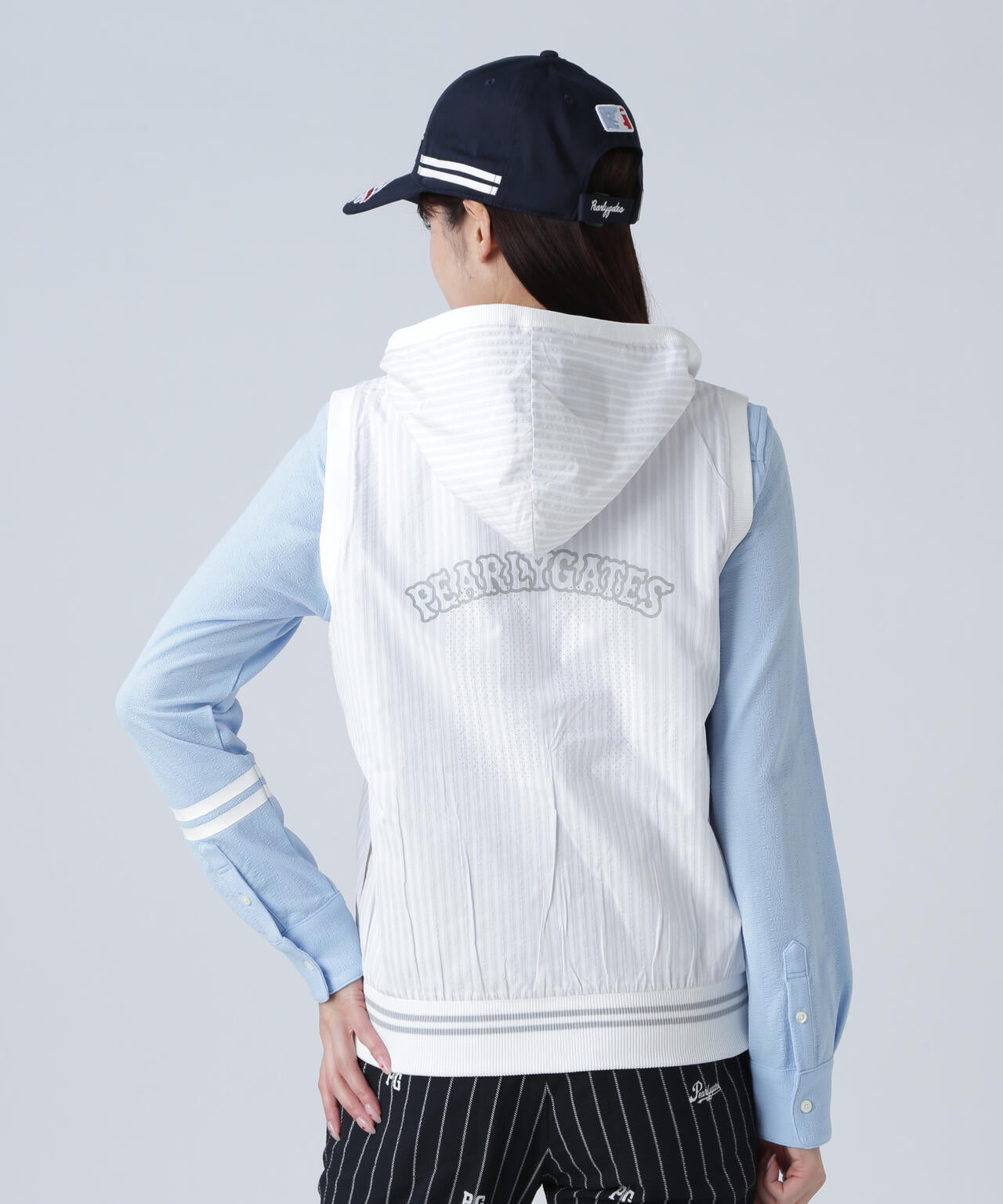 ジャガードリバーシブル フルジップフーディニットベスト