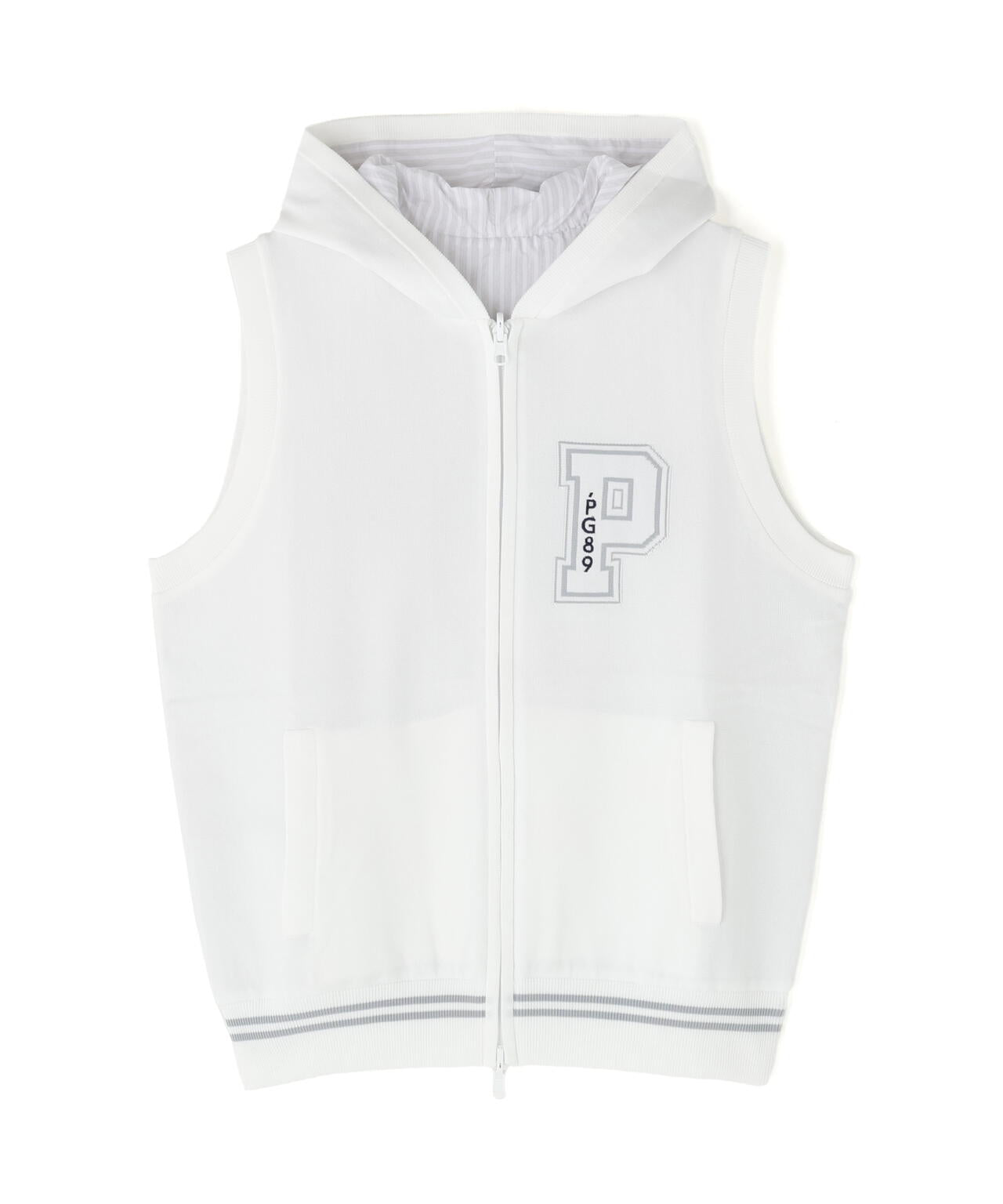 ジャガードリバーシブル フルジップフーディニットベスト