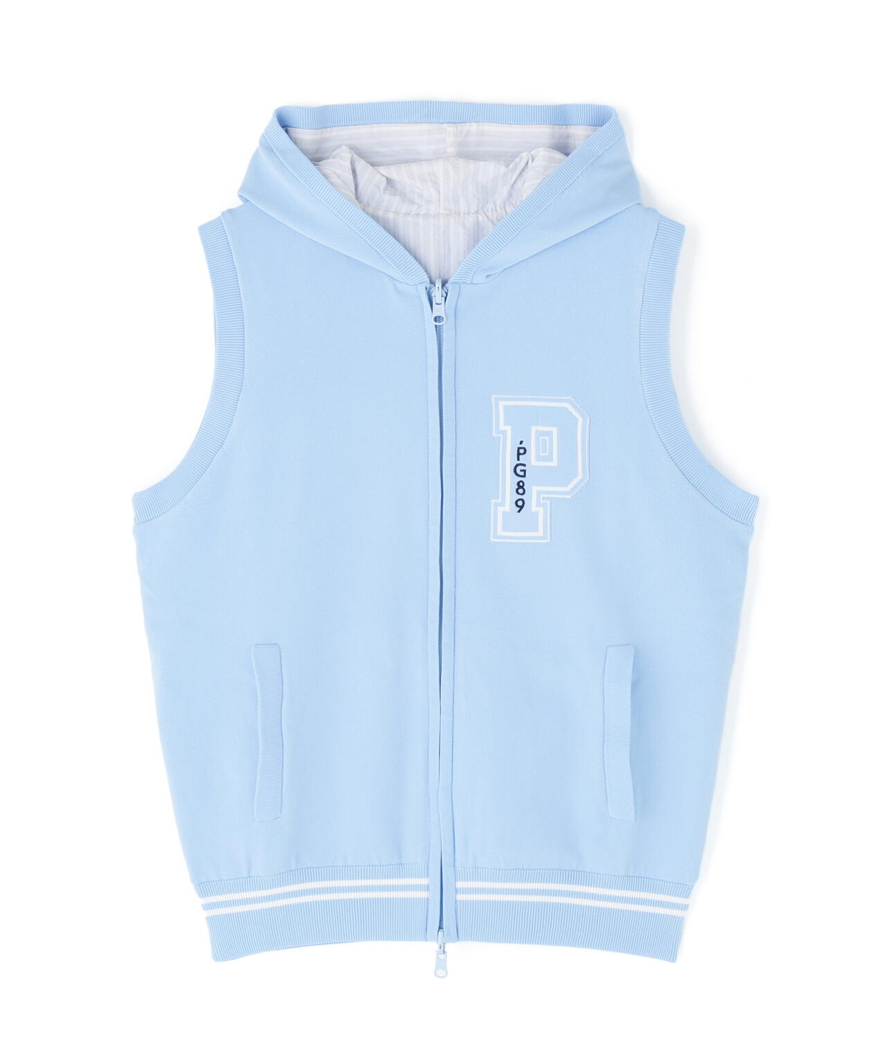 ジャガードリバーシブル フルジップフーディニットベスト