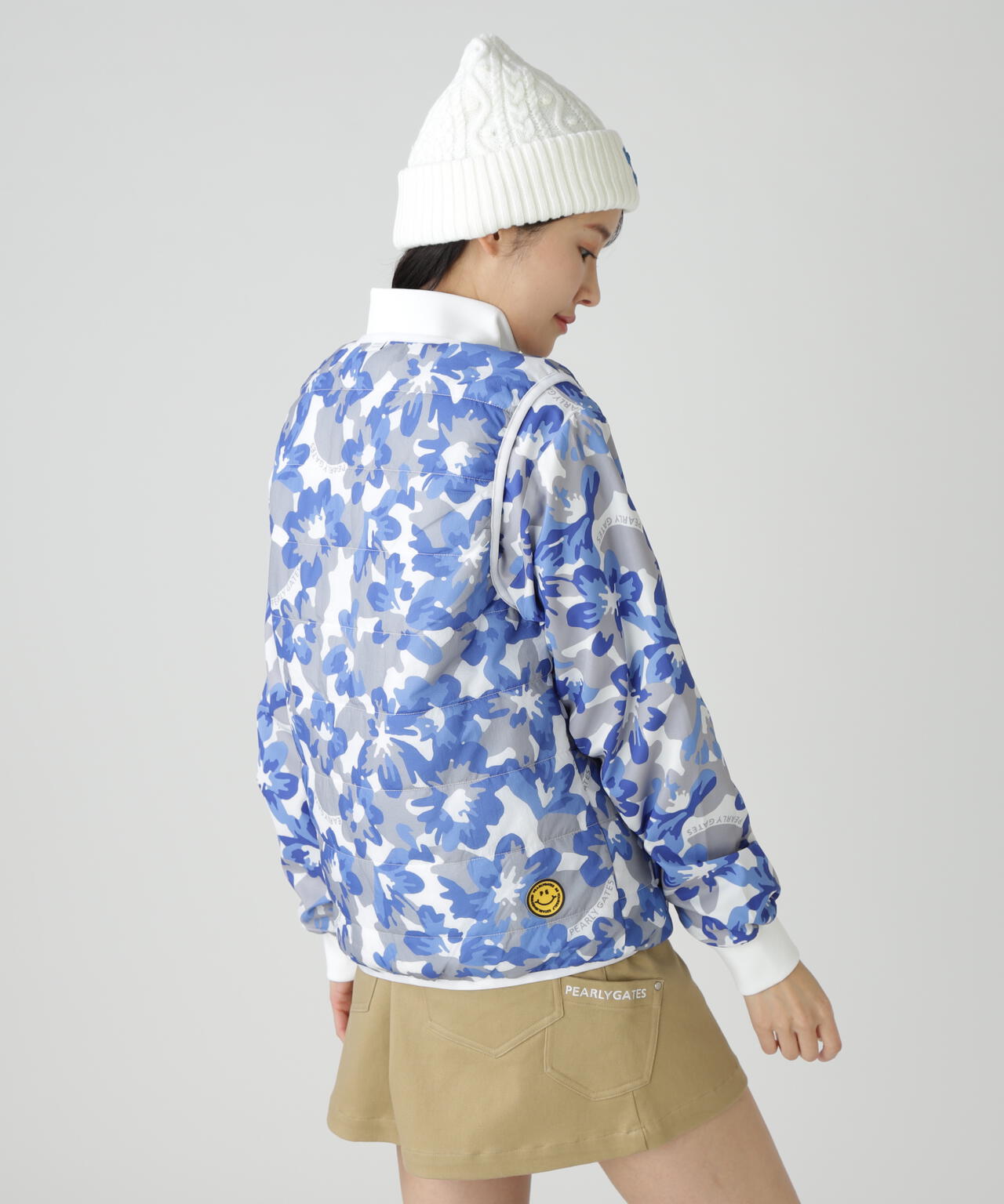 PGisPGNyリップ_タフレックス×サーモトロン中綿ツインブルゾン <ラフ花ロゴ小柄>