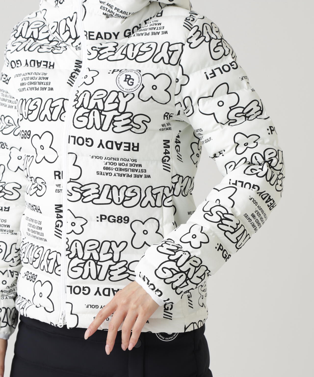 NyストレッチBIGリップストップ中綿フーディブルゾン <ストリート花柄>