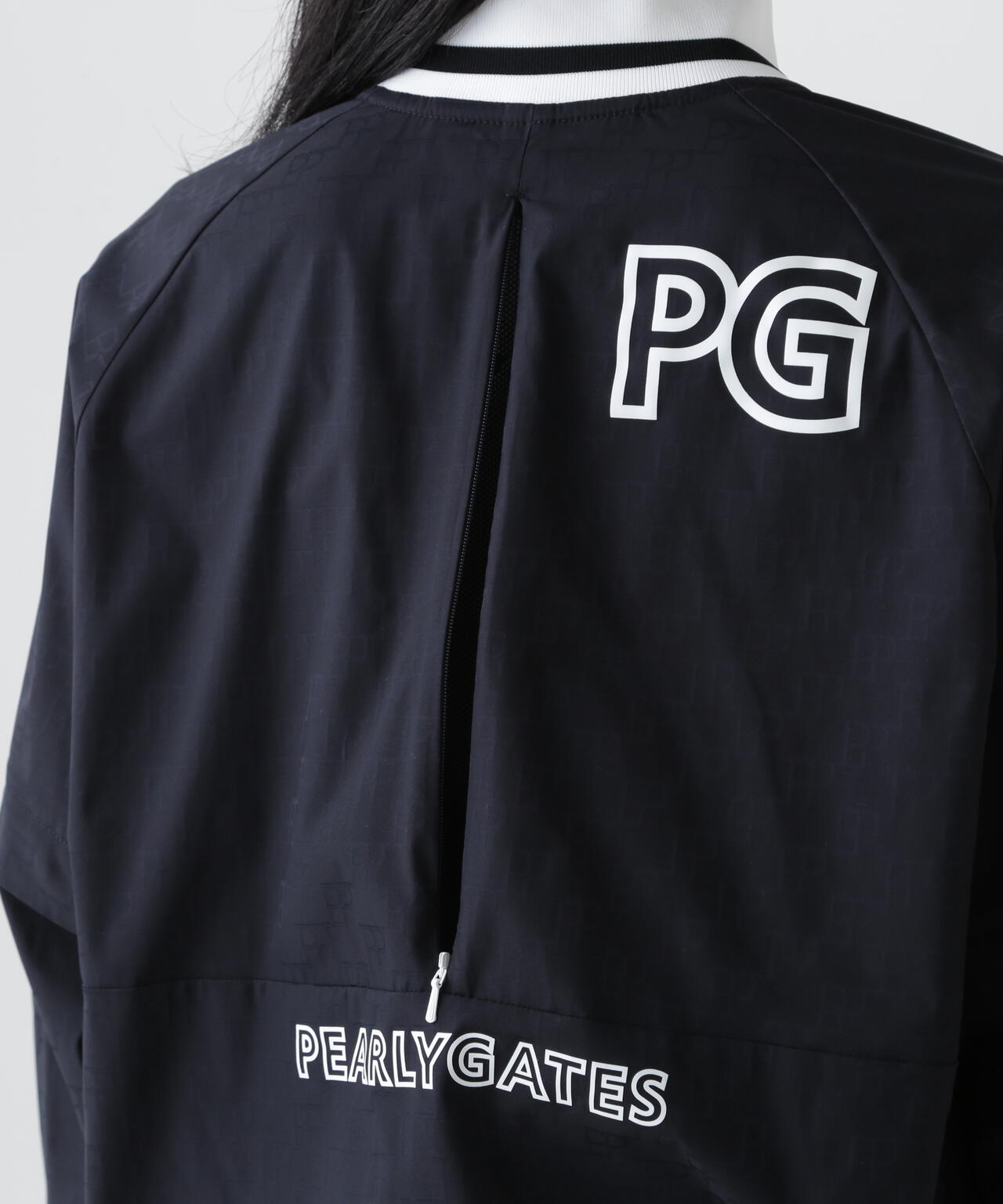 【PG is PG】 ロゴジャガードポリエステルタフタジップアップブルゾン