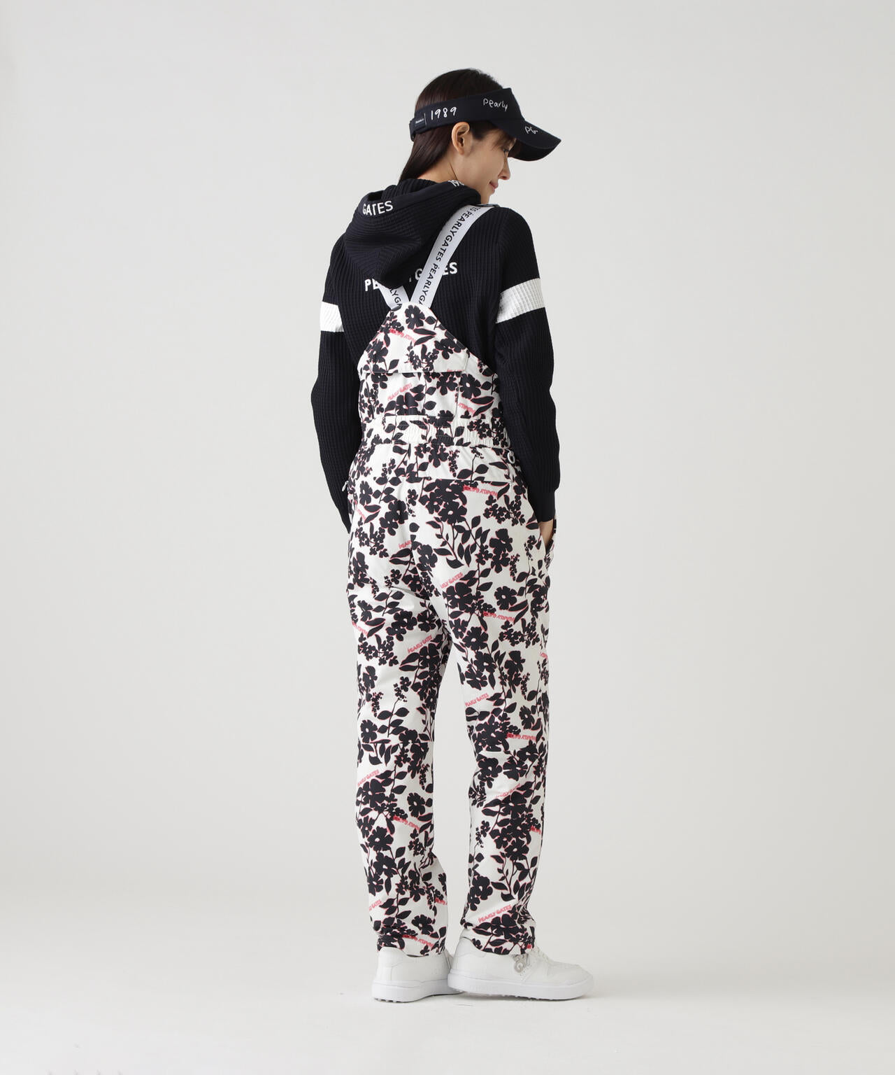 NyストレッチBIGリップストップ中綿オーバーオール <ロゴ×花柄>