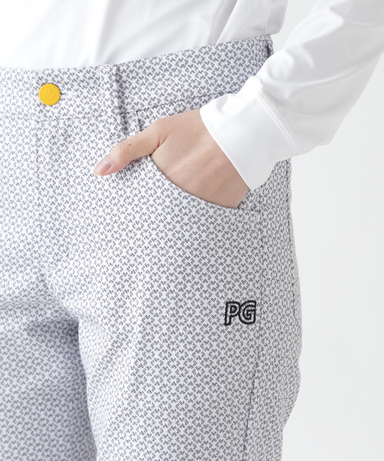 【PG is PG】 変形ダイヤ柄C/Peストレッチカルゼ5ポケットパンツ