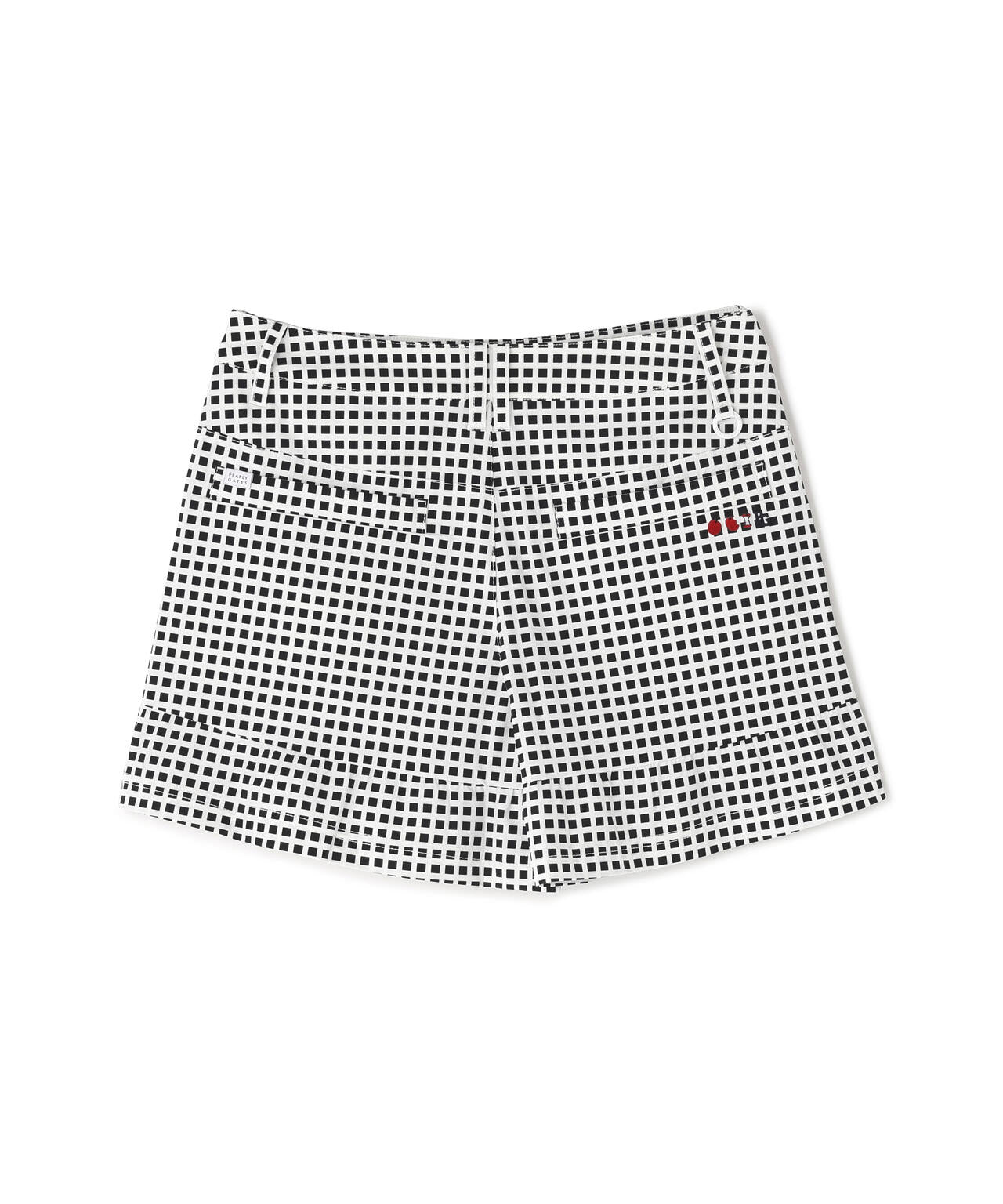 綿ライクNY/PUハイストレッチラップ風ショートパンツ