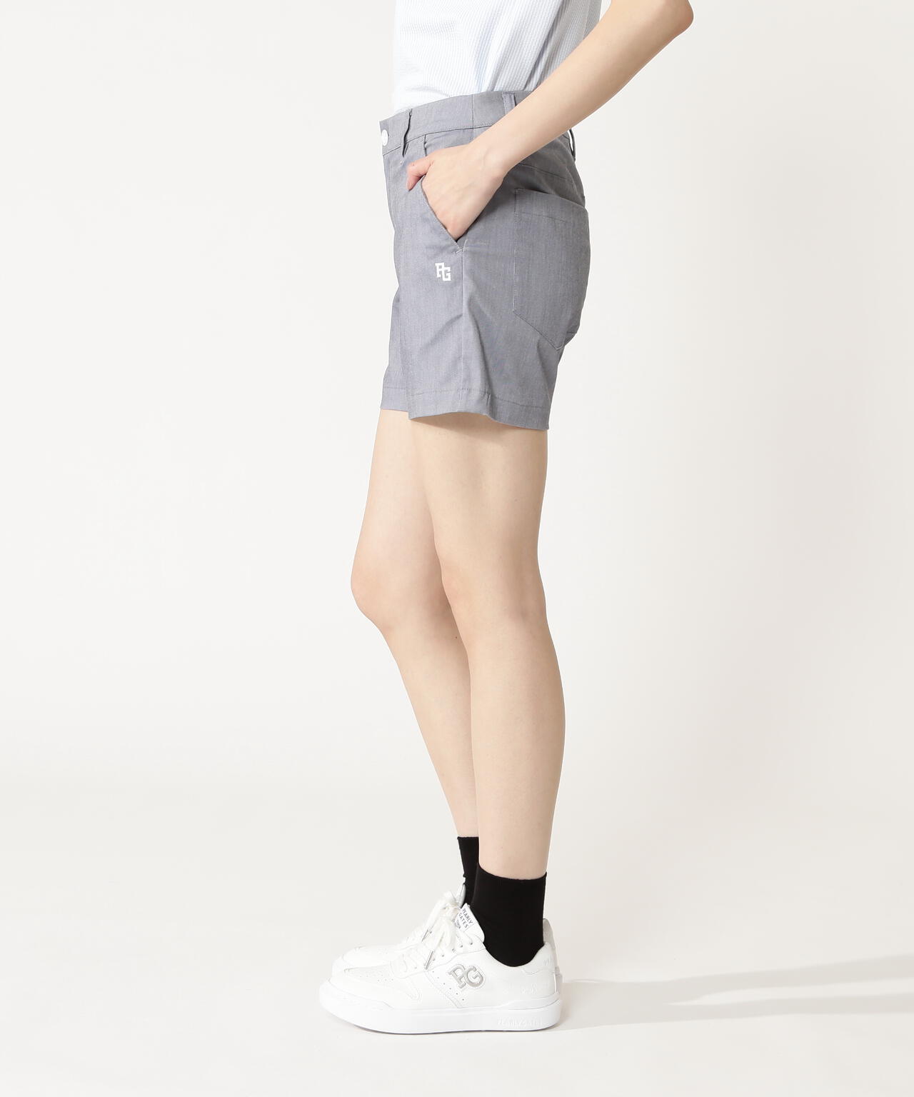 Peストレッチヘリンボーンショートパンツ