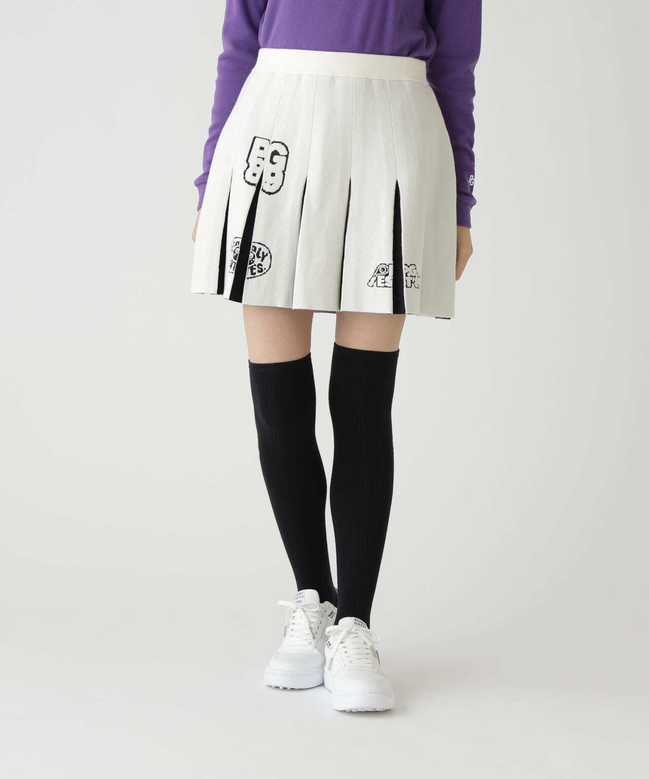14GダブルJQ×ワッペン風ニットプリーツスカート