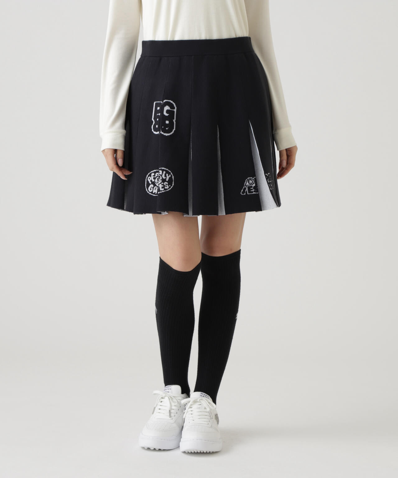 14GダブルJQ×ワッペン風ニットプリーツスカート