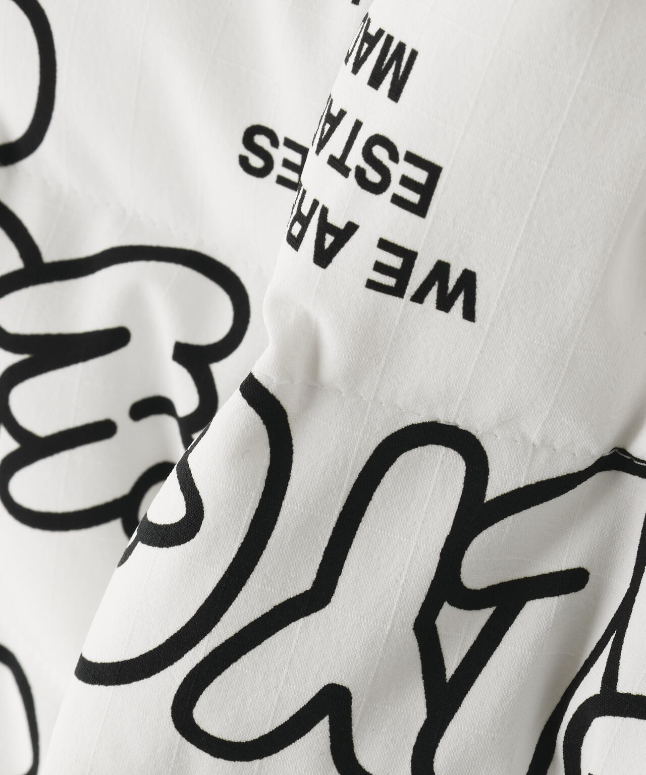 NyストレッチBIGリップストップ中綿ラップ風スカート <ロゴ×花柄>