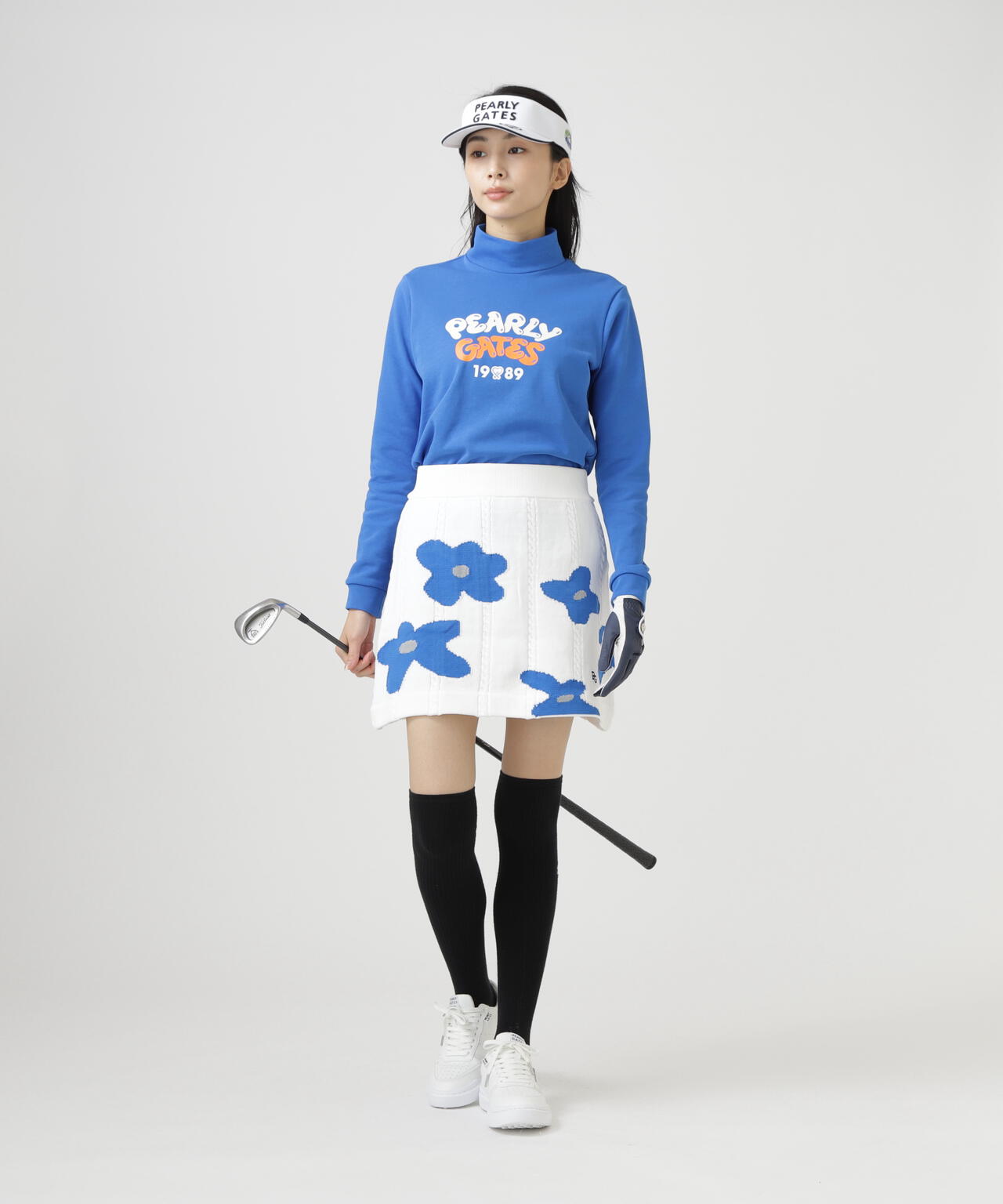 アラン柄×インターシャニットスカート <ランダム編みフラワー柄>