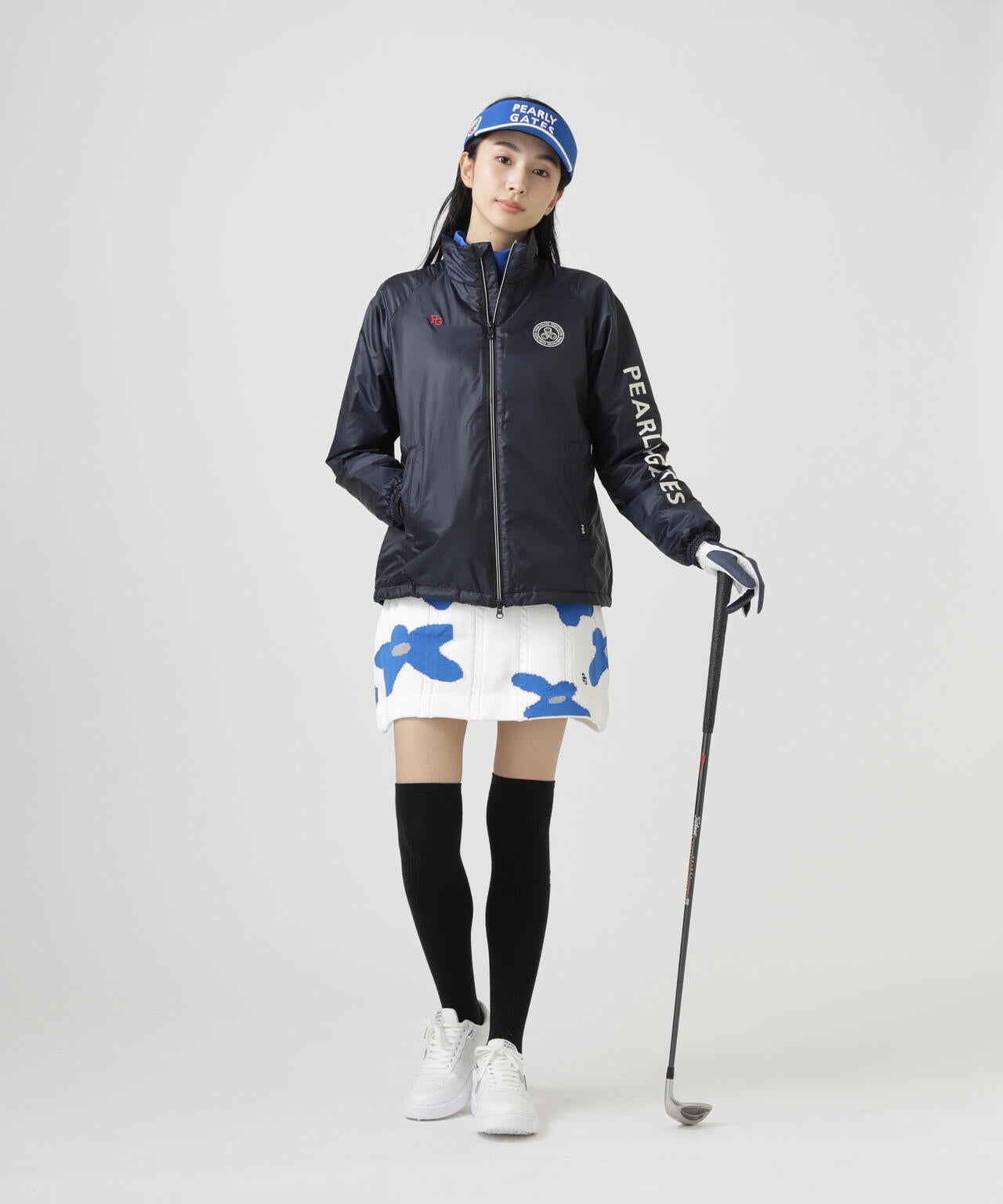 アラン柄×インターシャニットスカート <ランダム編みフラワー柄>