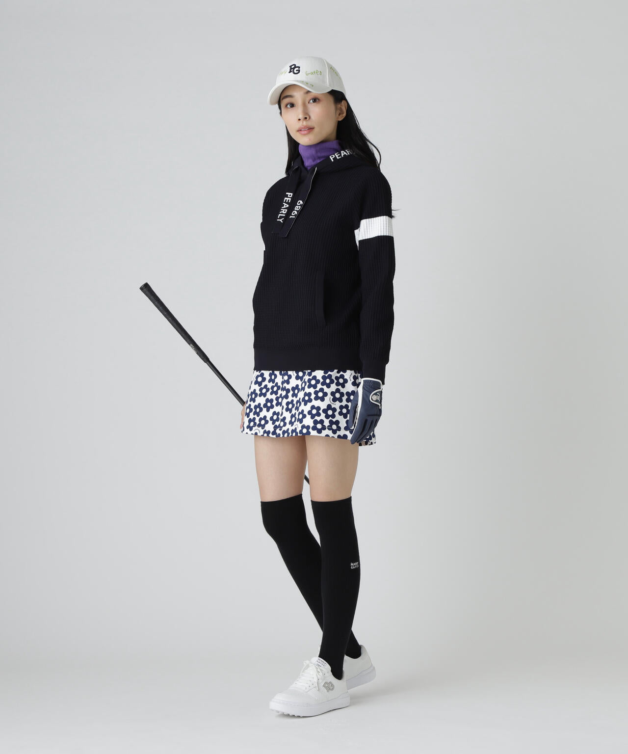 ストレッチサテン表スエードピーチスカート <フラット花柄>