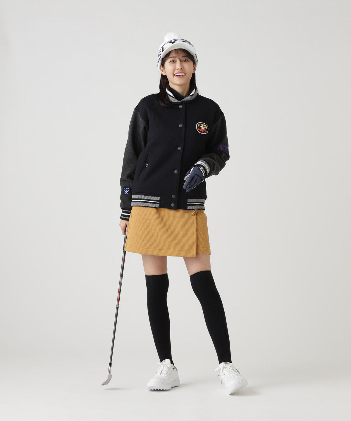 PeストレッチヘリンボーンJQ裏起毛ラップ風スカート