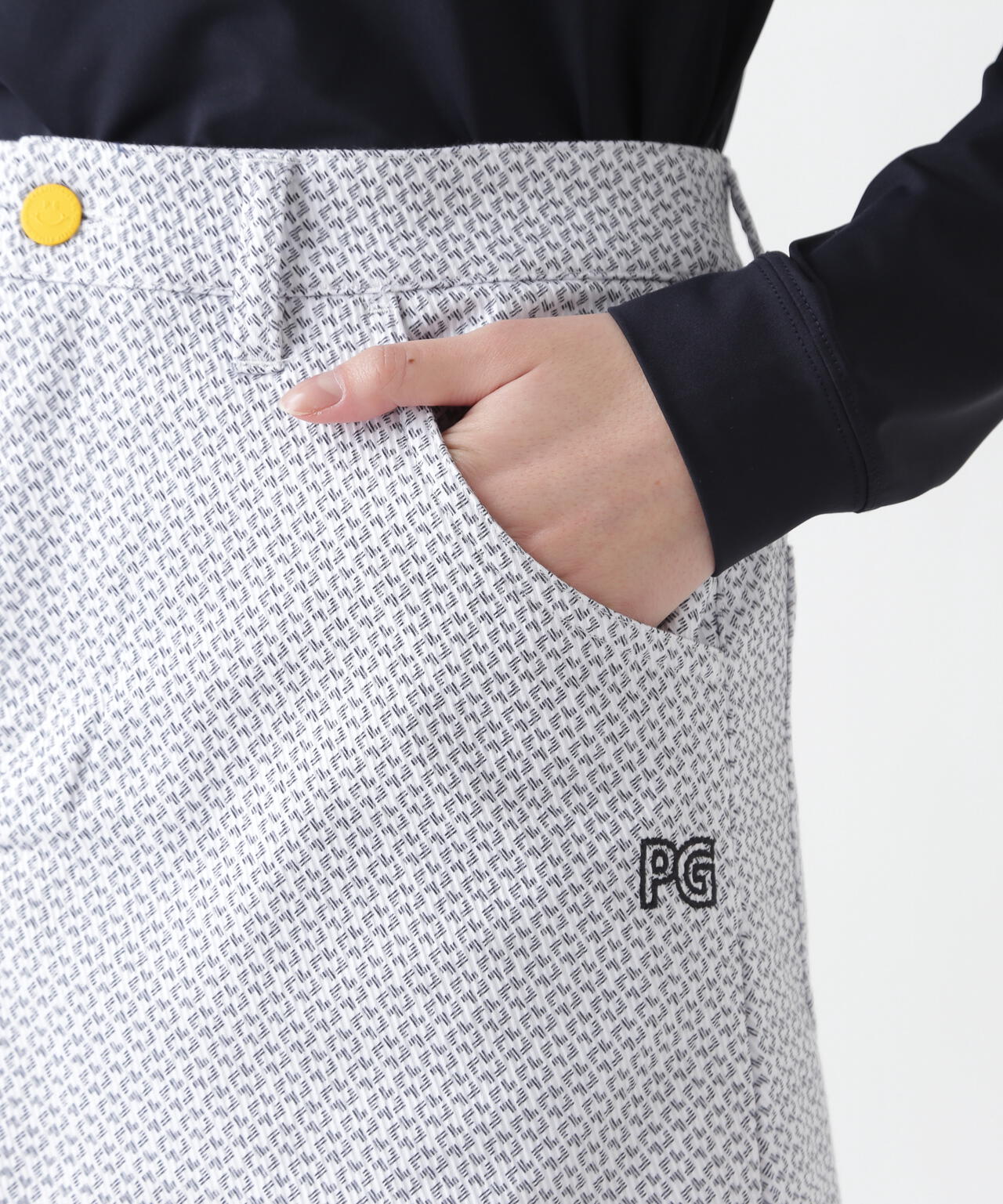 【PG is PG】 変形ダイヤ柄C/Peストレッチカルゼ5ポケットスカート