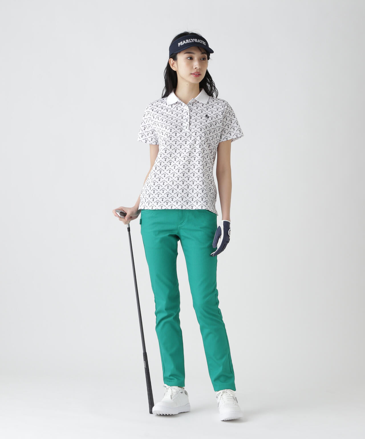 ロゴうさぎアーガイル柄プリント ベアカノコ半袖ポロシャツ