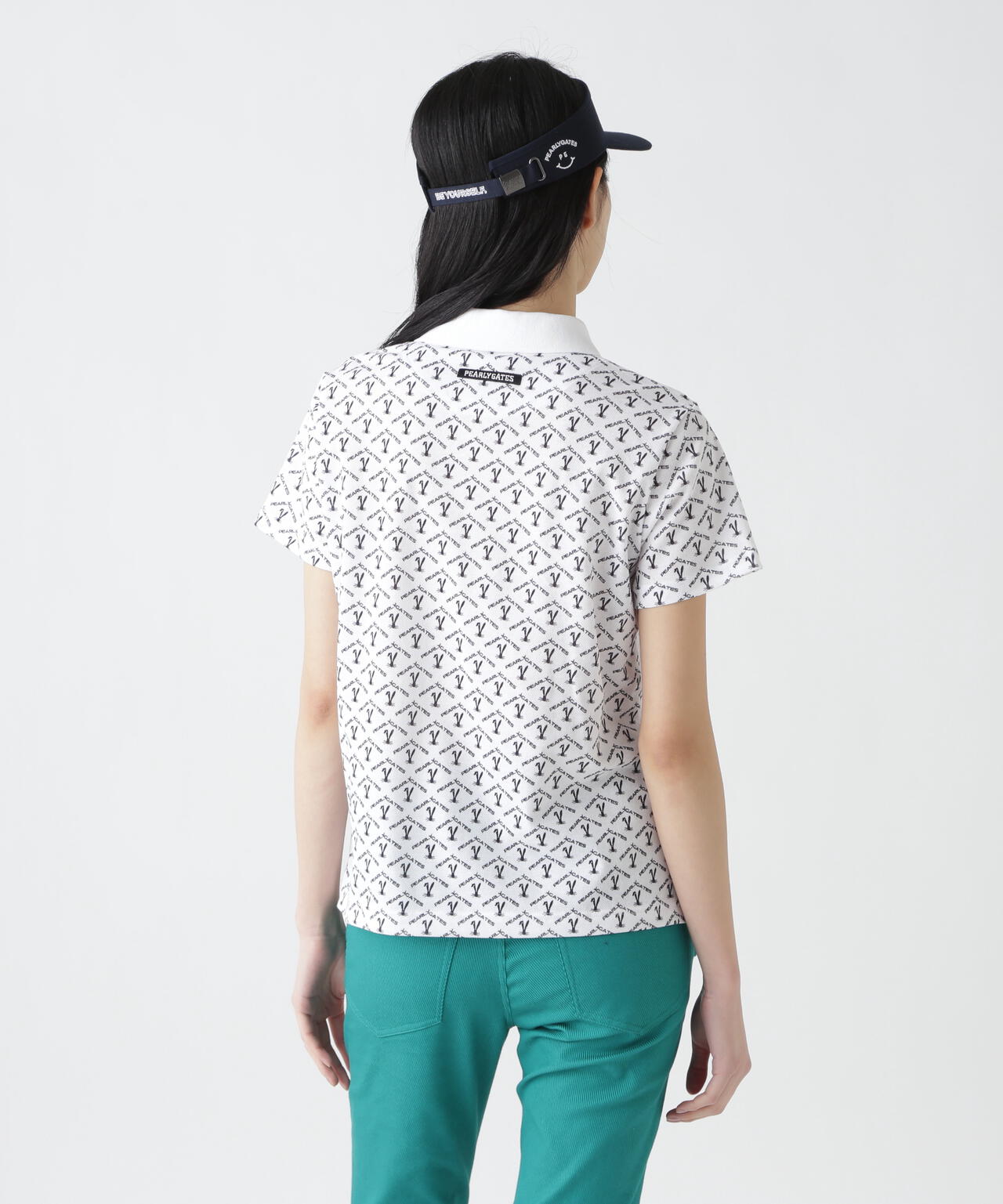 ロゴうさぎアーガイル柄プリント ベアカノコ半袖ポロシャツ