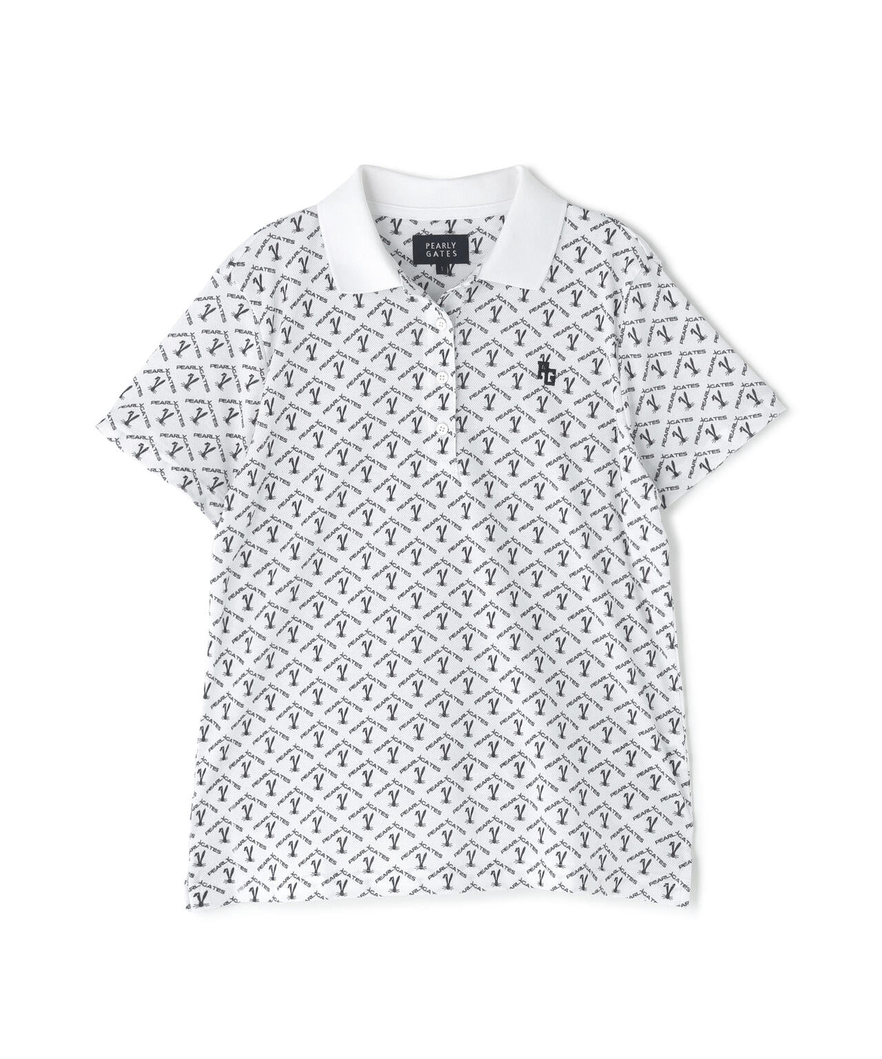 ロゴうさぎアーガイル柄プリント ベアカノコ半袖ポロシャツ