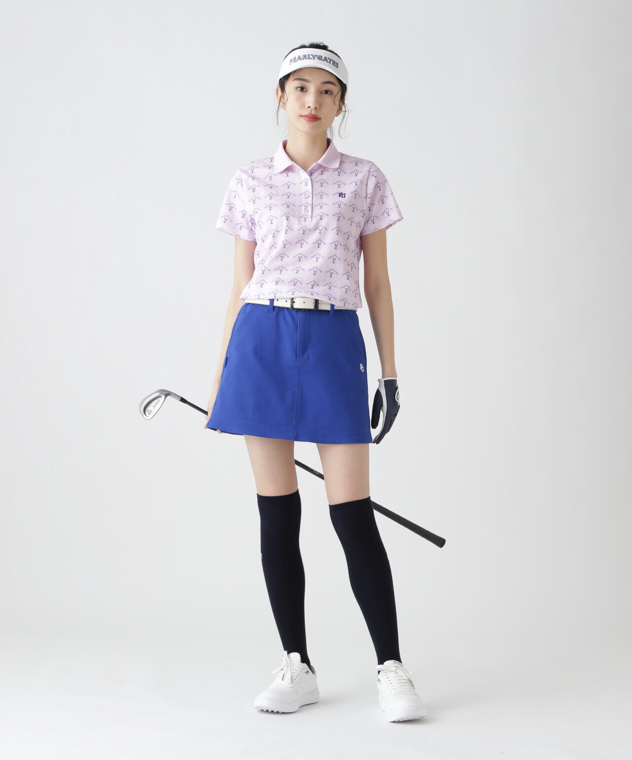 ロゴうさぎアーガイル柄プリント ベアカノコ半袖ポロシャツ