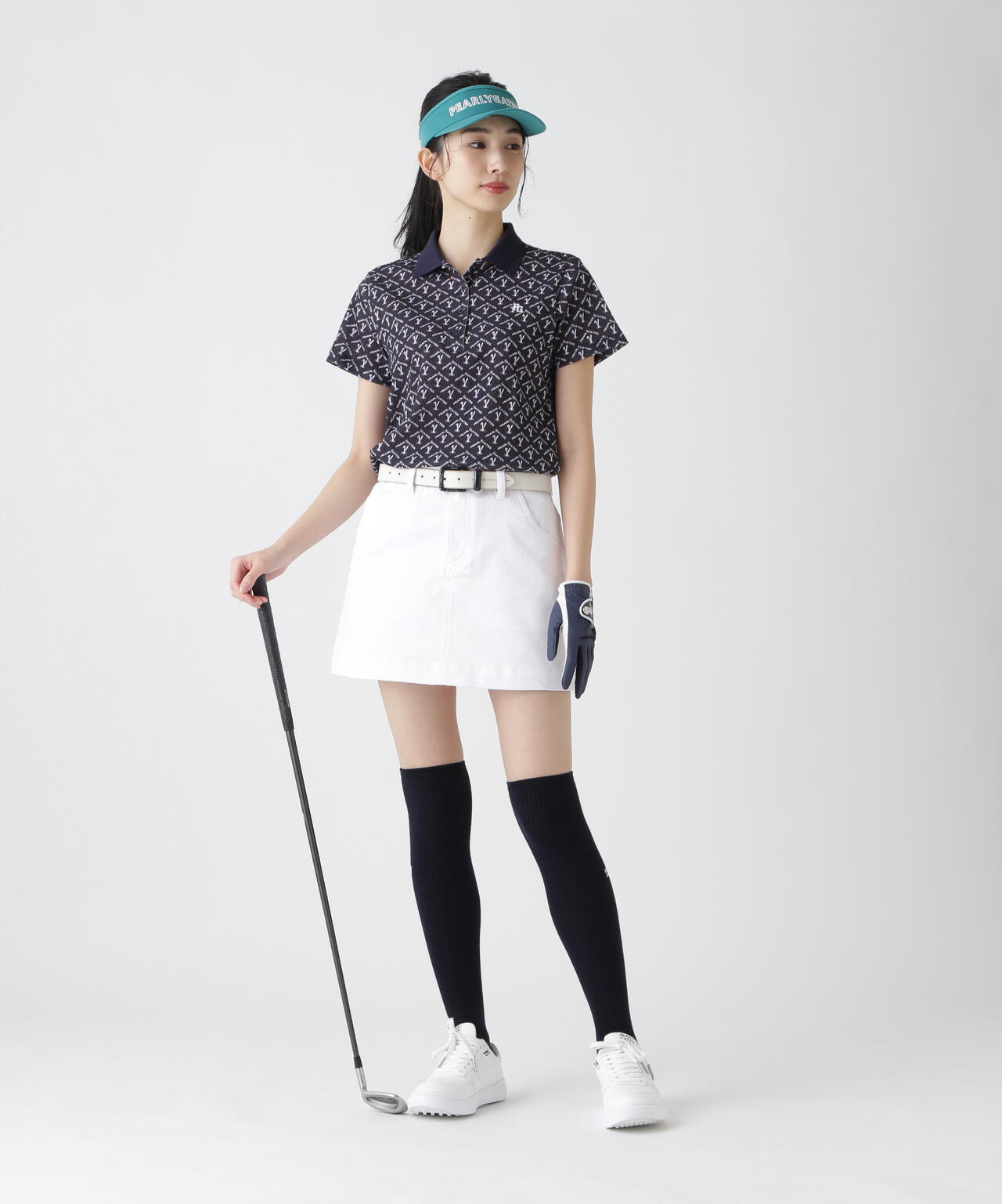 ロゴうさぎアーガイル柄プリント ベアカノコ半袖ポロシャツ