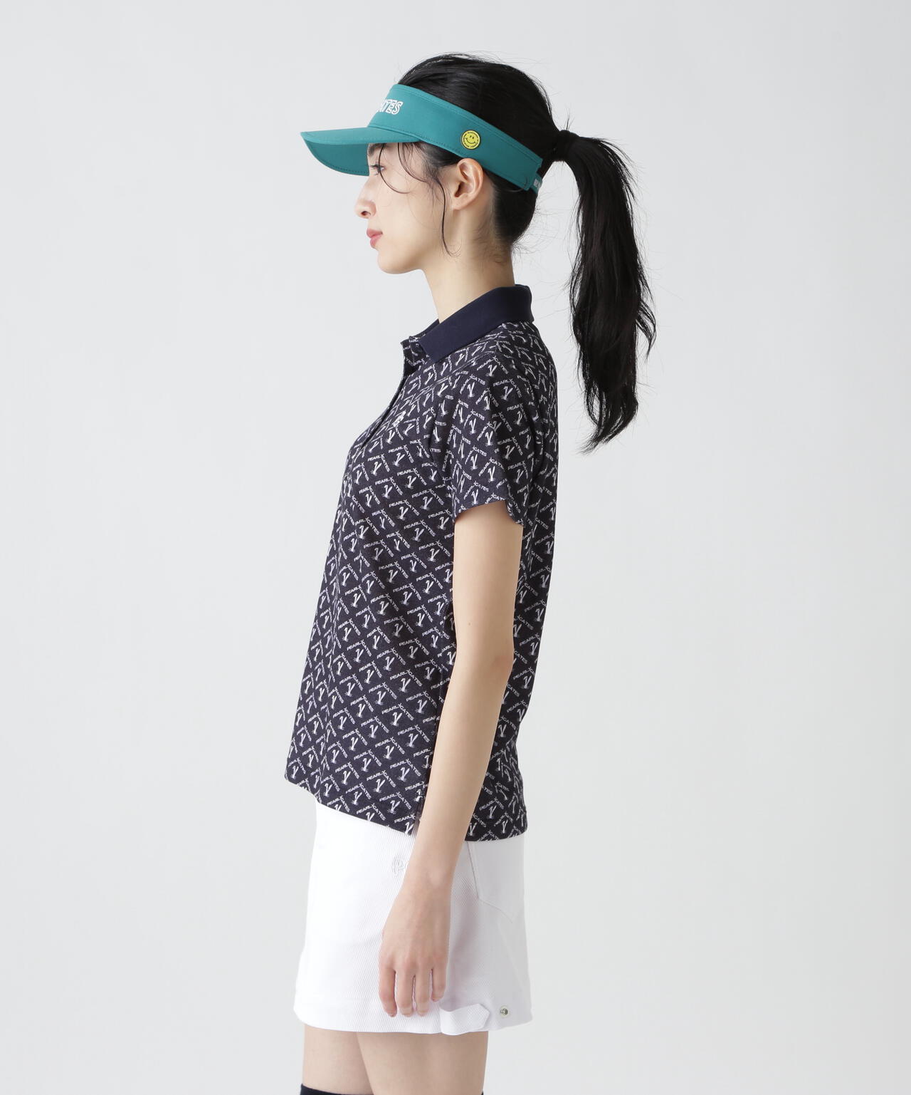 ロゴうさぎアーガイル柄プリント ベアカノコ半袖ポロシャツ