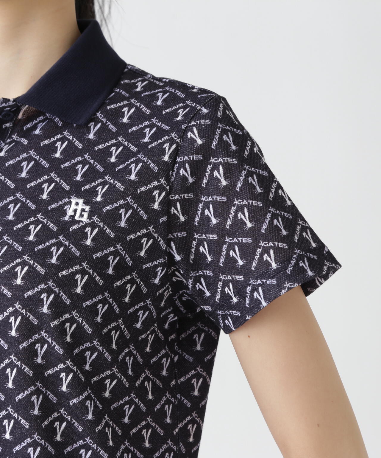 ロゴうさぎアーガイル柄プリント ベアカノコ半袖ポロシャツ