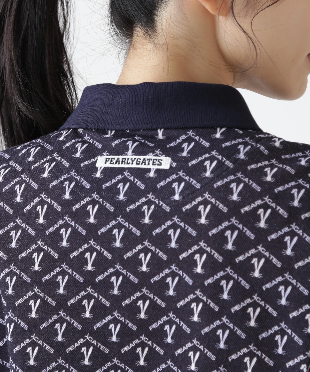 ロゴうさぎアーガイル柄プリント ベアカノコ半袖ポロシャツ