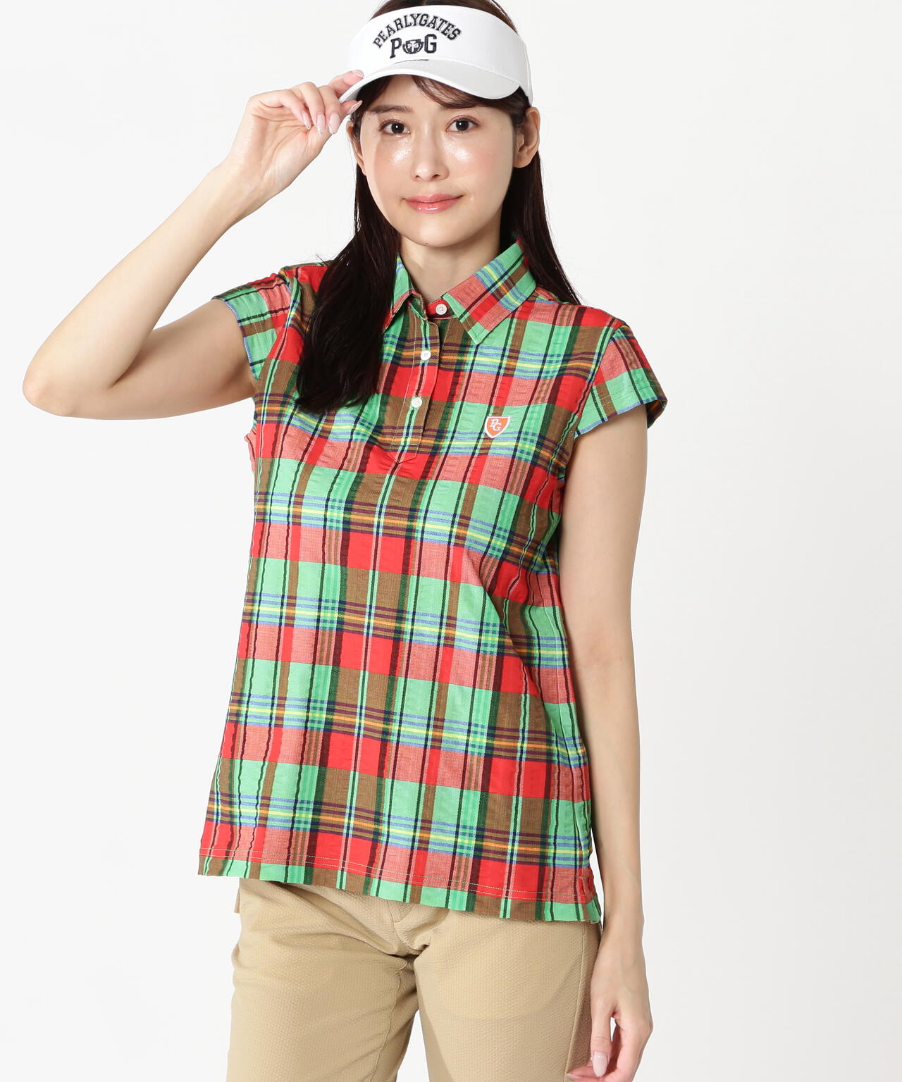 FD30/-×ドライマスター鹿の子サッカーストライプポロシャツ <マドラスチェックプリント>