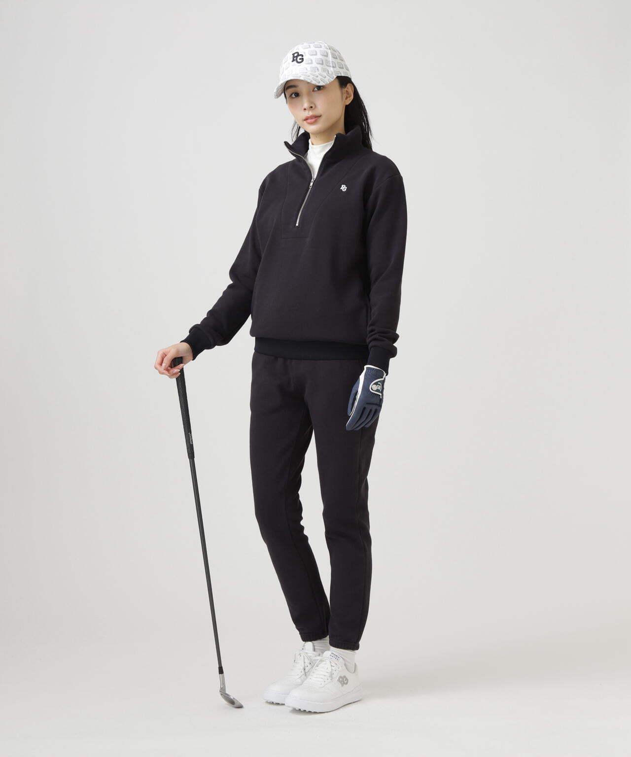 ツイル裏毛スウェットハーフジップアップ