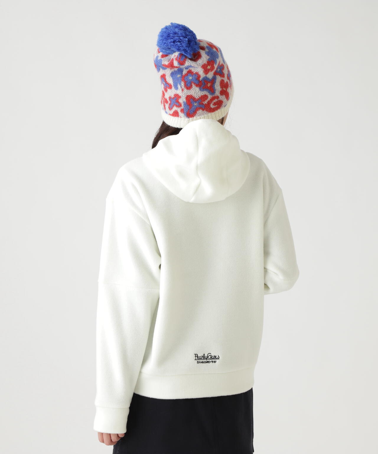 レーヨンブレンドストレッチフリースフーディプルオーバー