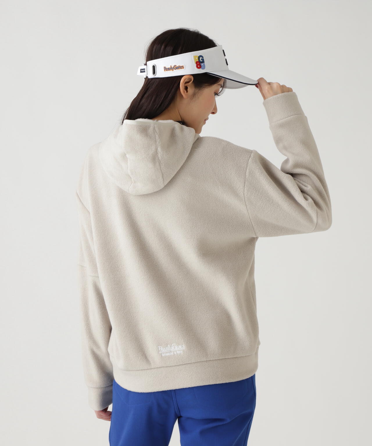 レーヨンブレンドストレッチフリースフーディプルオーバー