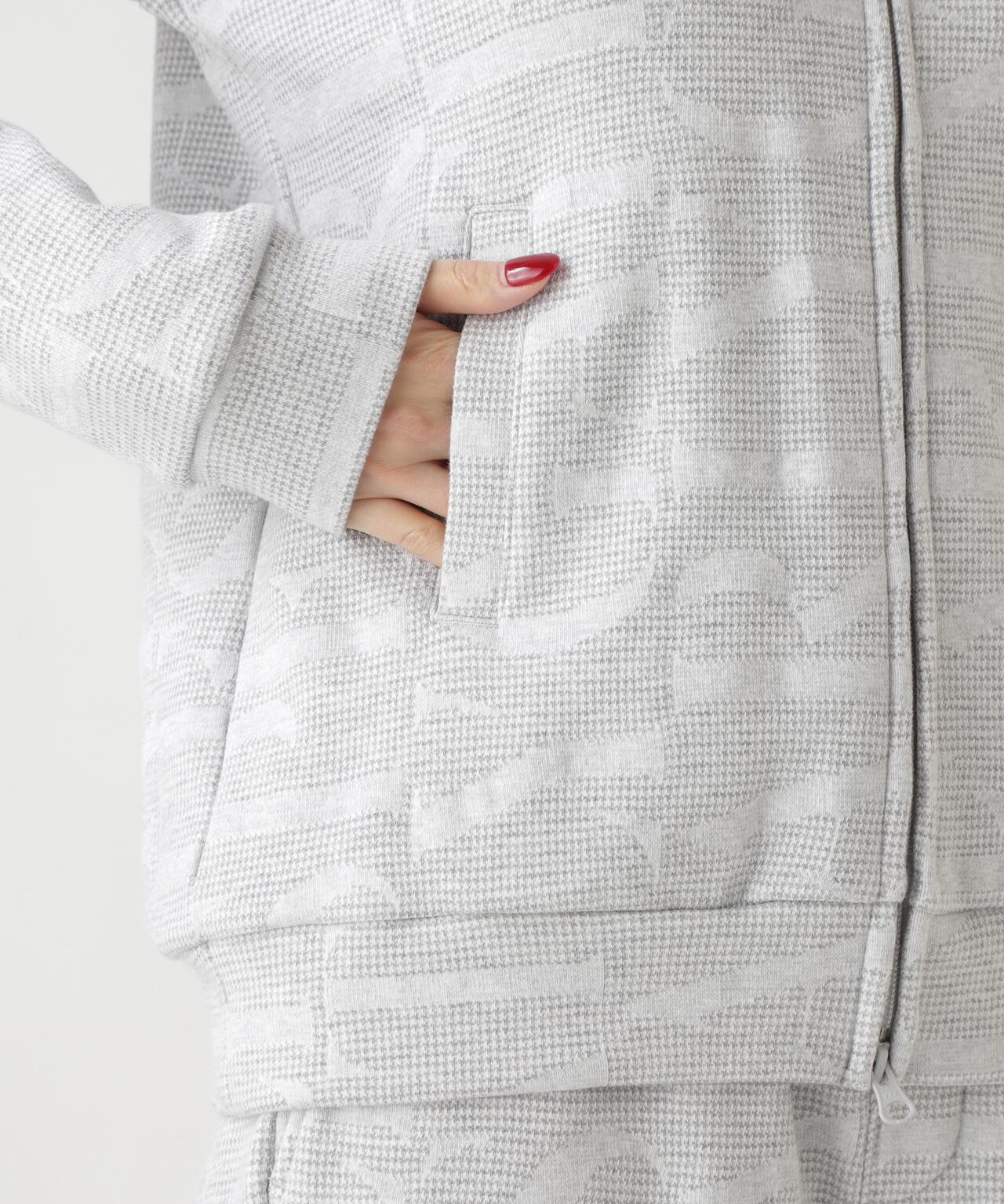 裏毛ストレッチロゴジャガードフルジップフーディジャケット