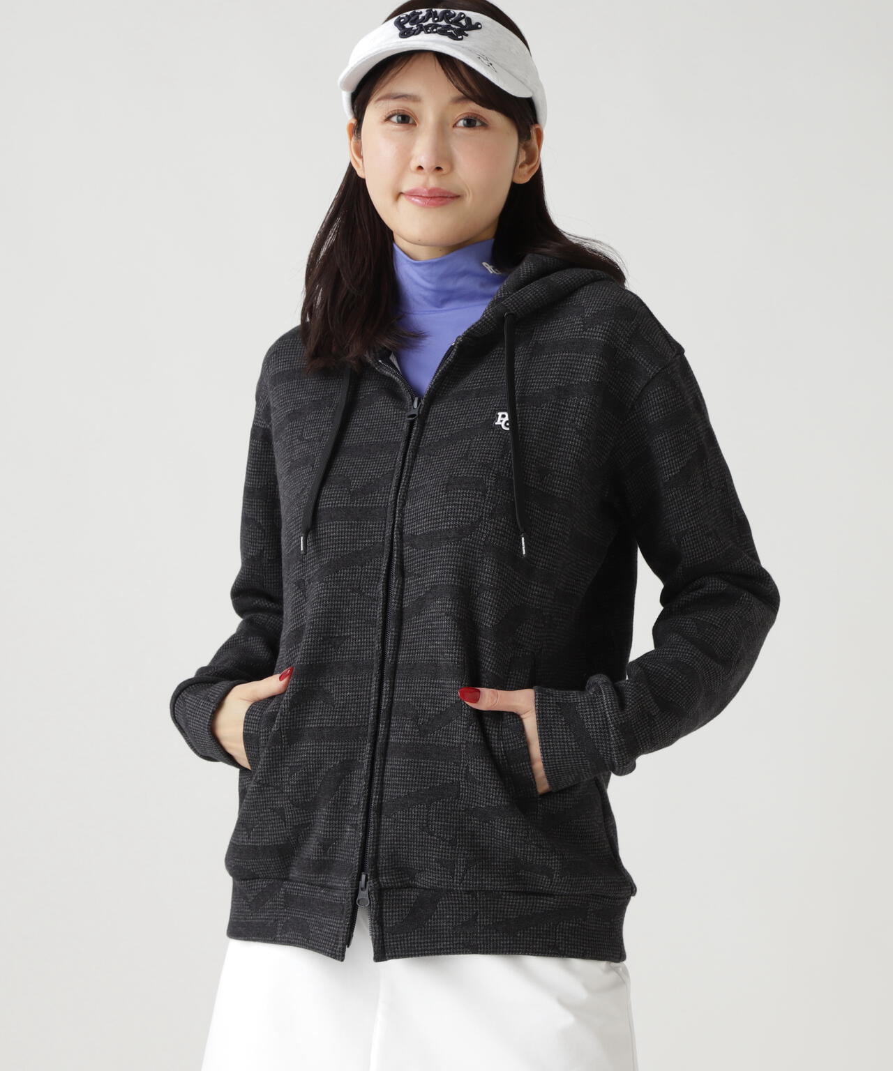 裏毛ストレッチロゴジャガードフルジップフーディジャケット