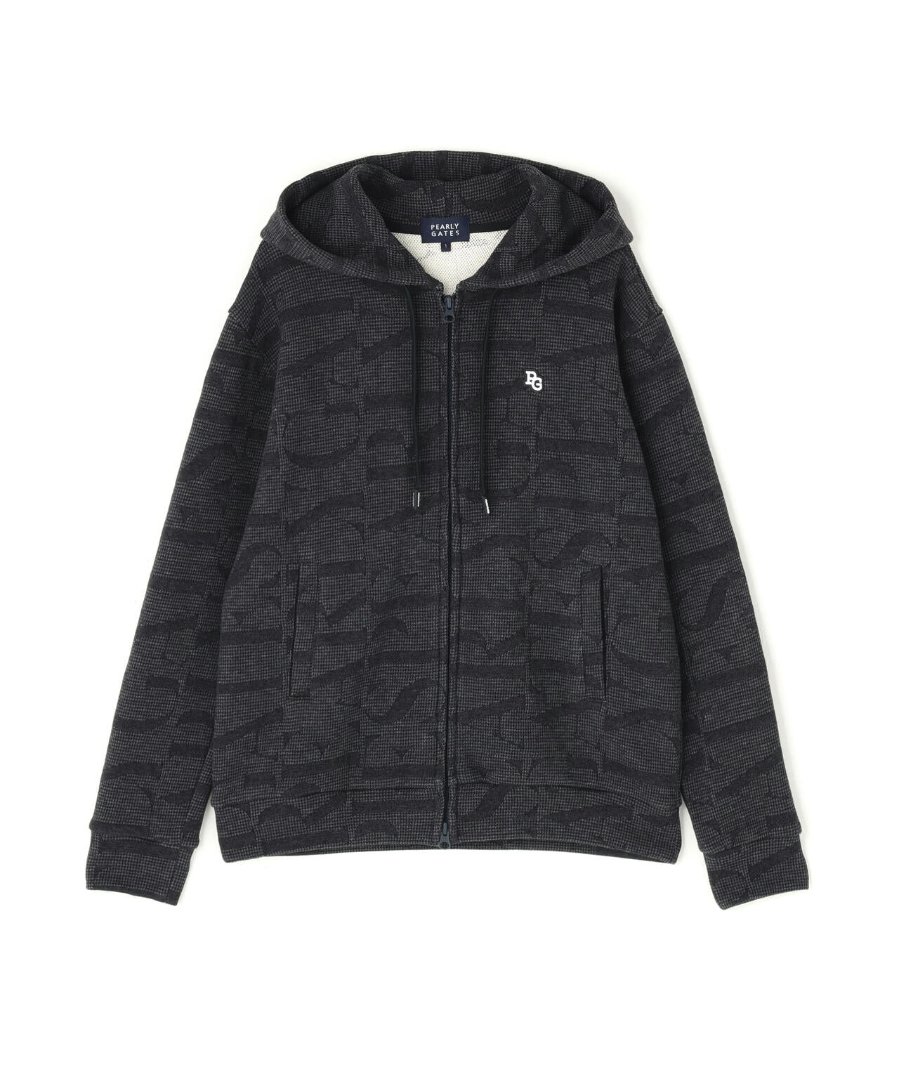 裏毛ストレッチロゴジャガードフルジップフーディジャケット