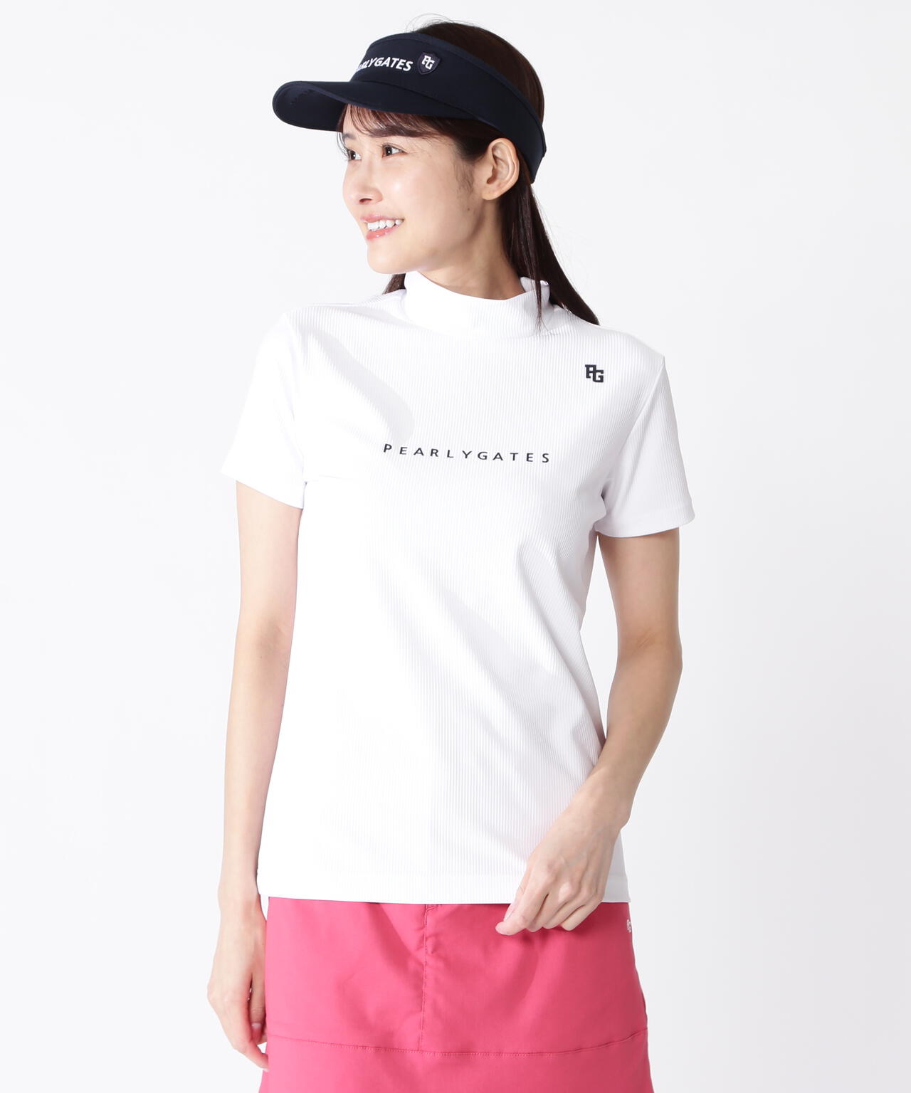 4WAYストレッチリップル半袖ハイネックカットソー