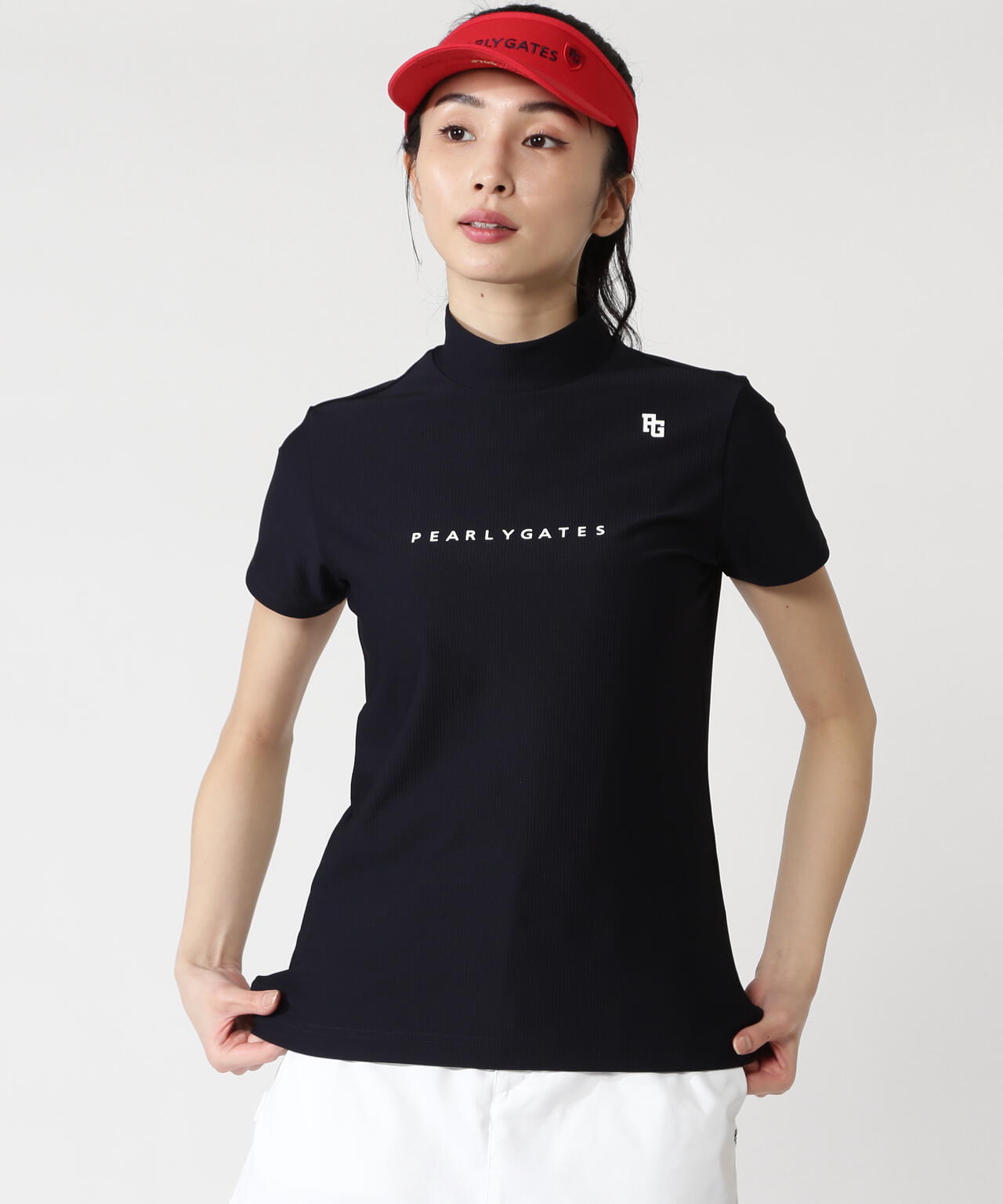 4WAYストレッチリップル半袖ハイネックカットソー