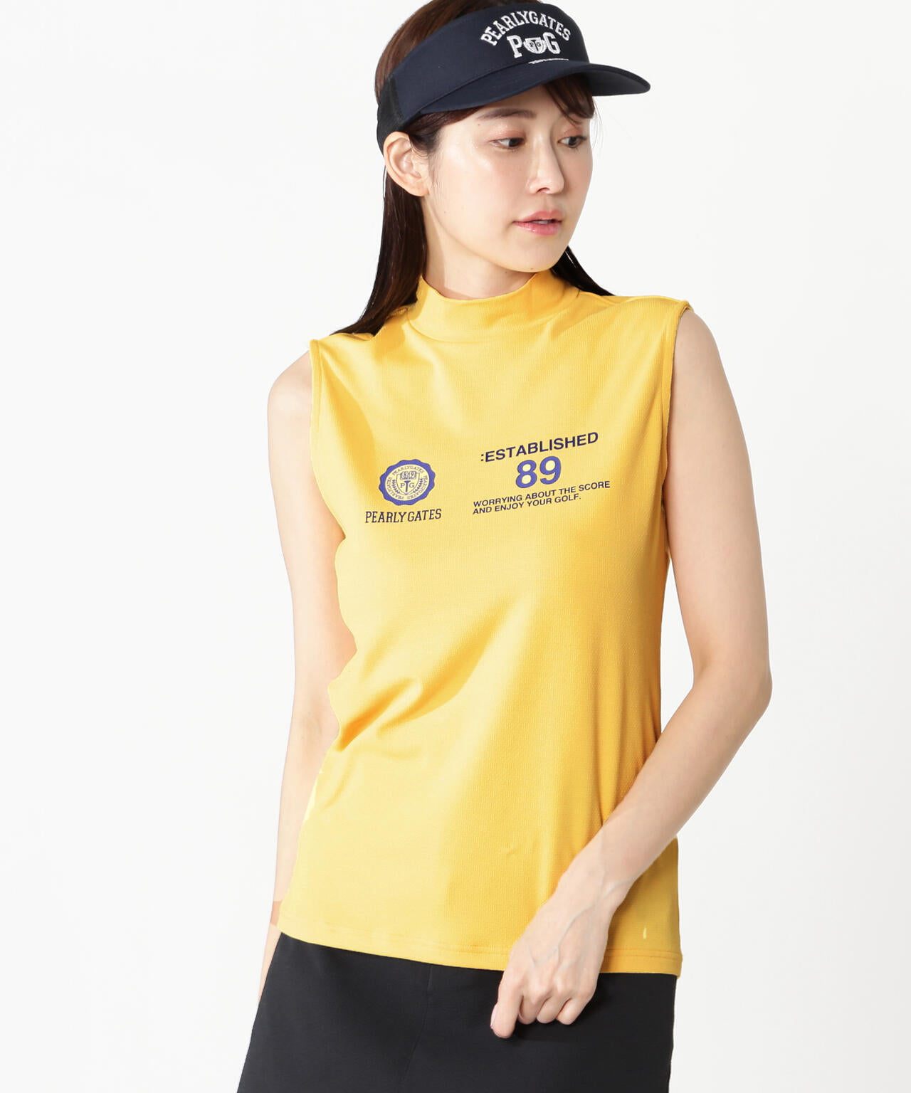 FD40/-FD100dベア擬似メッシュスリーブレスハイネックカットソー