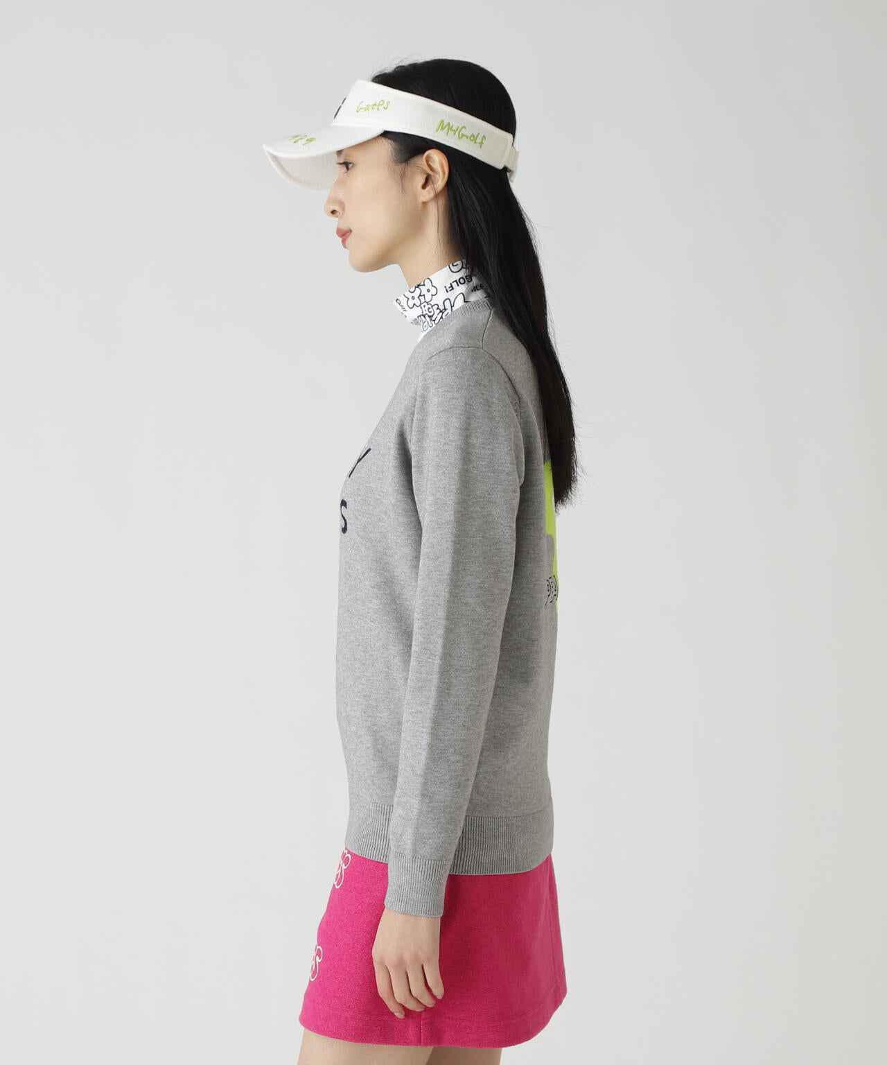 12G天竺×インターシャ クルーネックニットプルオーバー