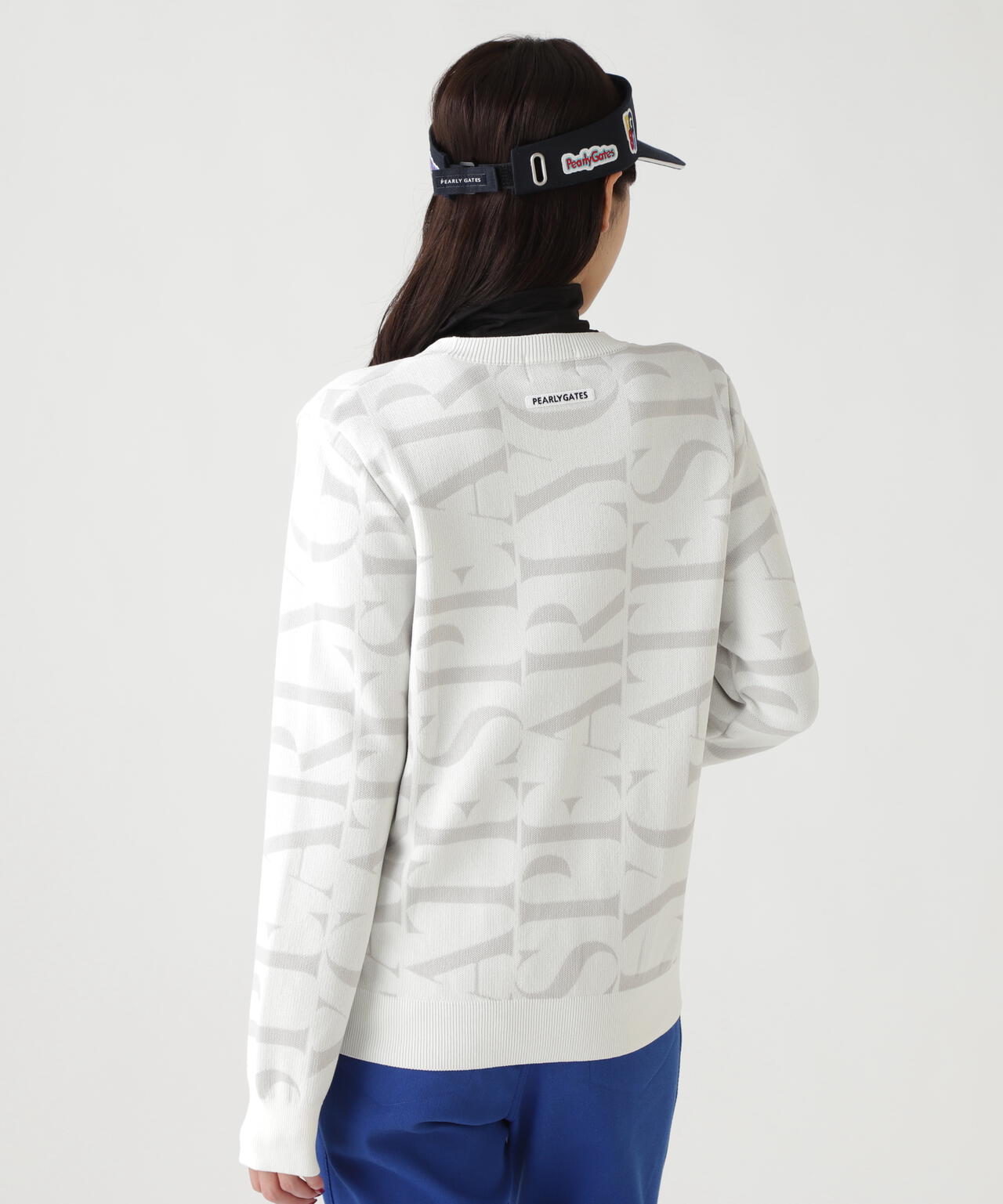 ダブルJQロゴ総柄クルーネックニットプルオーバー