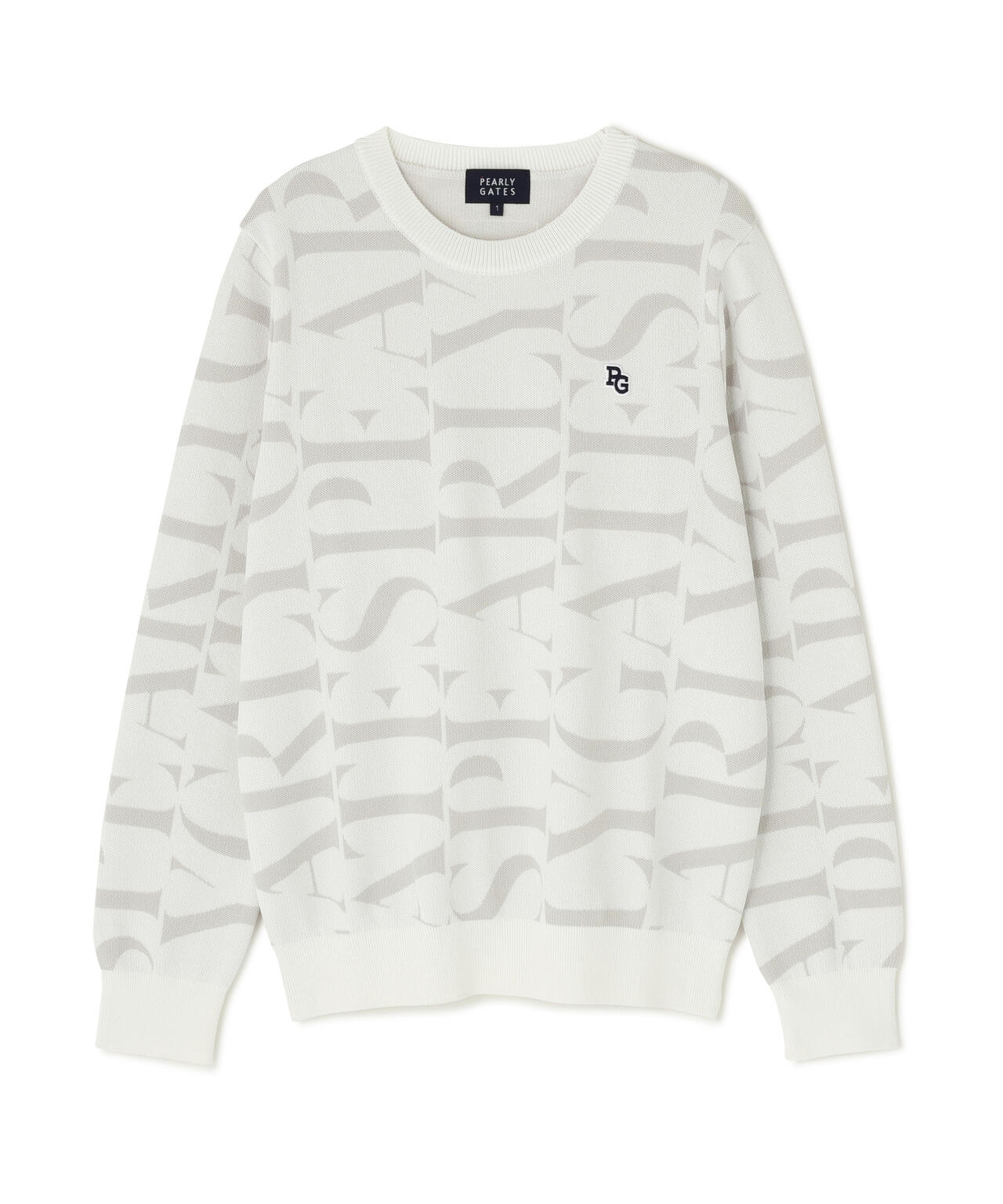 ダブルJQロゴ総柄クルーネックニットプルオーバー