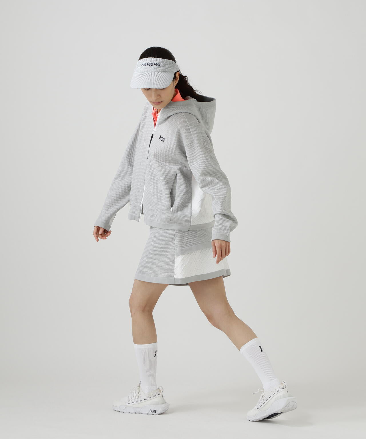 【PGG】【直営店舗&公式オンライン限定】ポリエステルヤーンmmフルジップフーディニットブルゾン (LADIES)