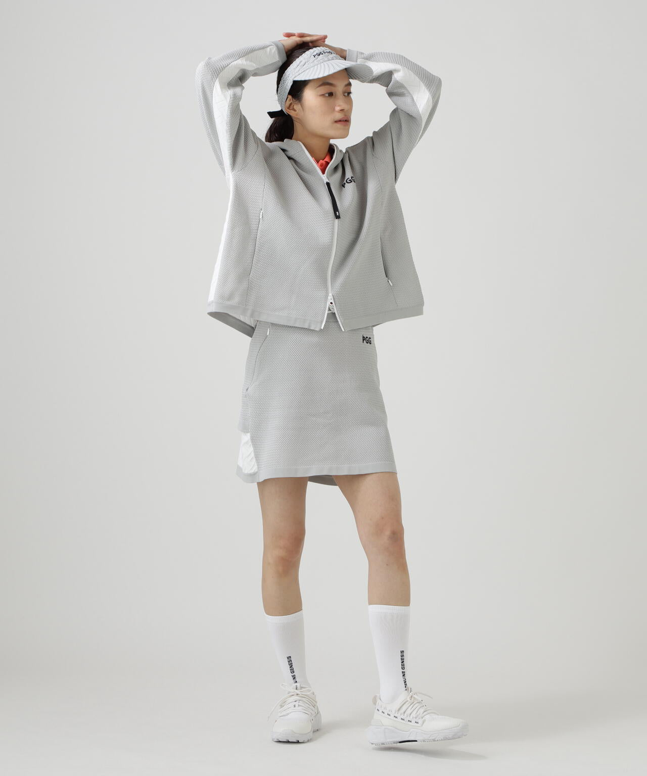 【PGG】【直営店舗&公式オンライン限定】ポリエステルヤーンmmフルジップフーディニットブルゾン (LADIES)