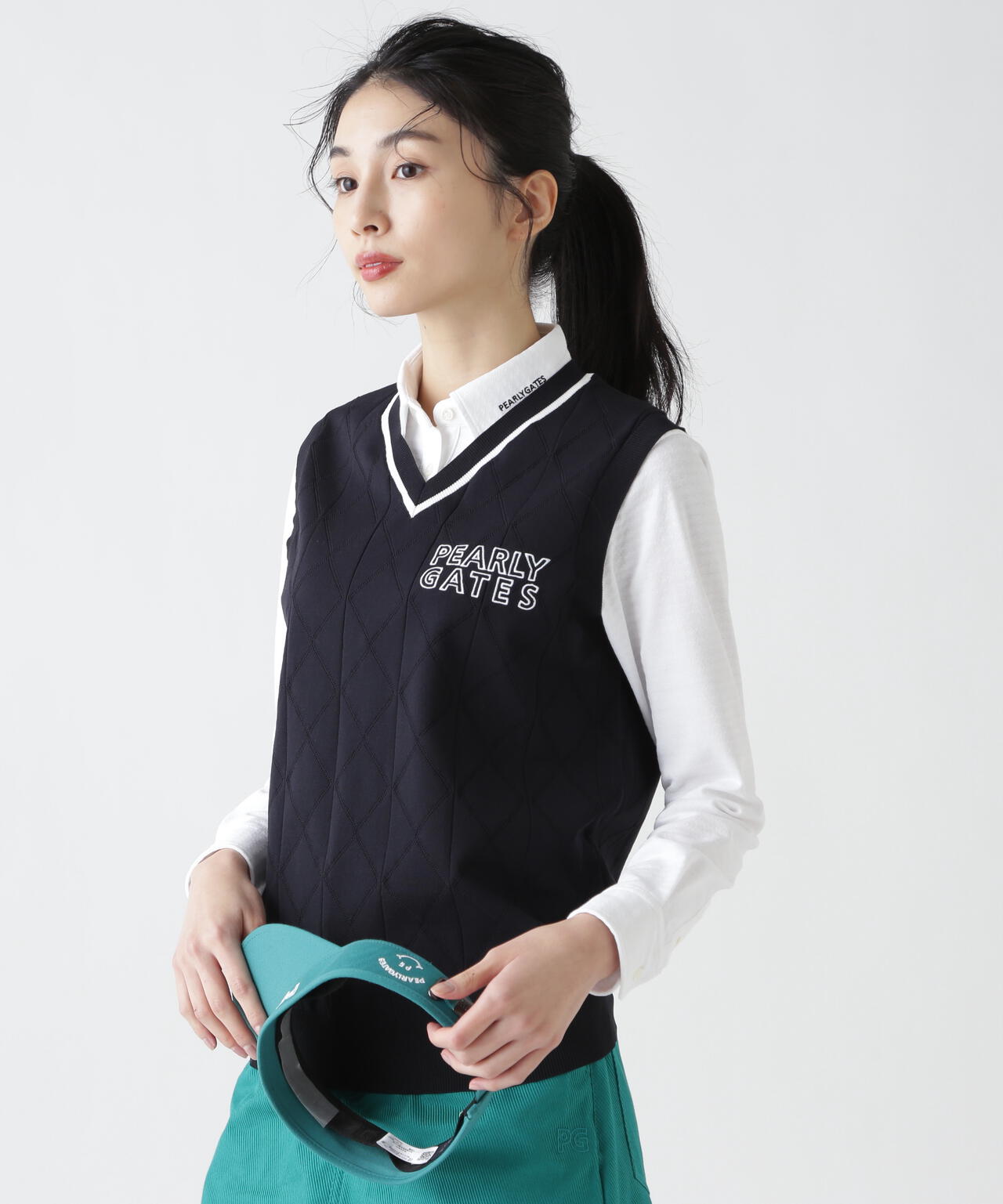 【PG is PG】 ロゴジャガードVネックニットベストプルオーバー