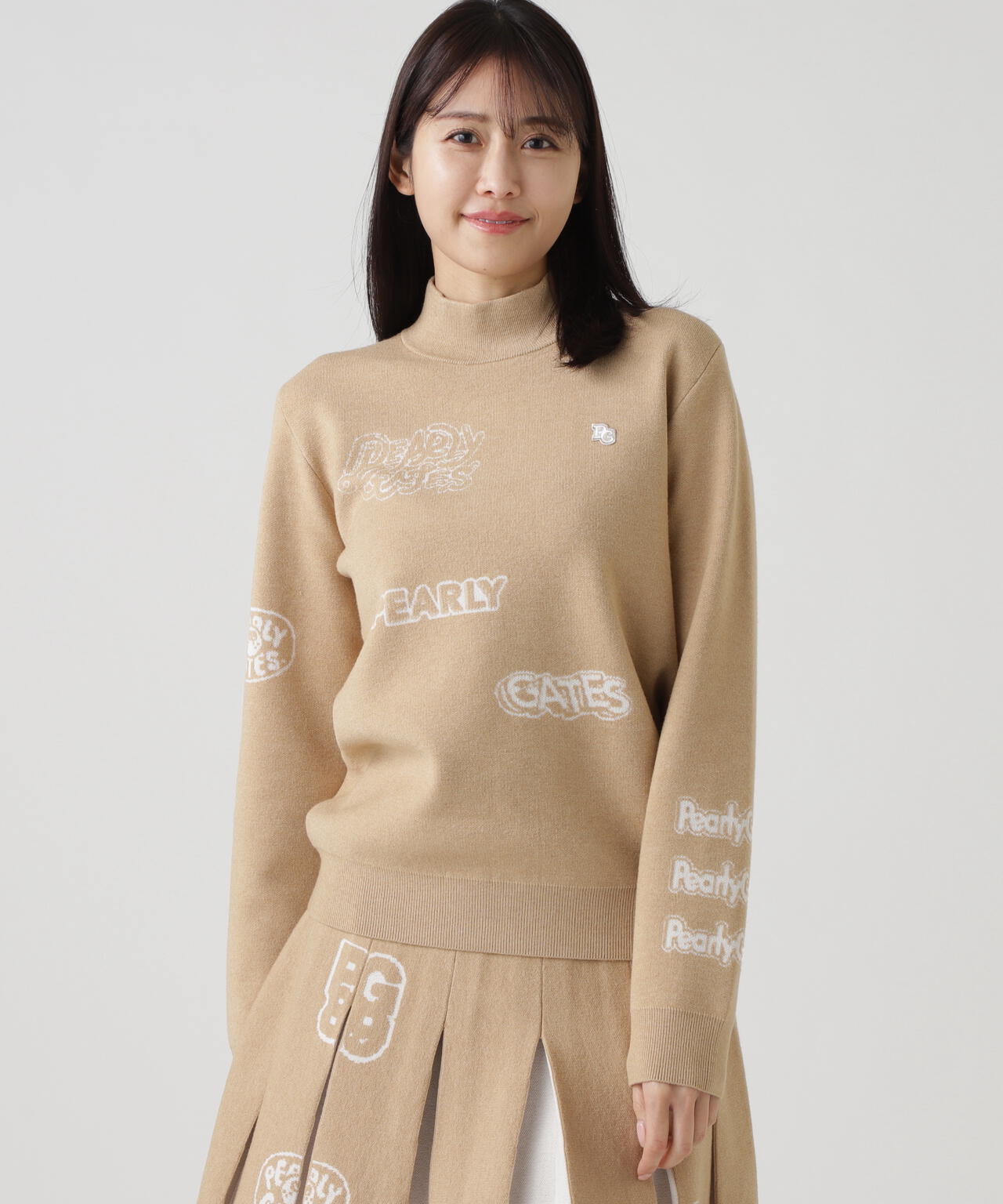 14GダブルJQ×ワッペン風ハイネックニットプルオーバー